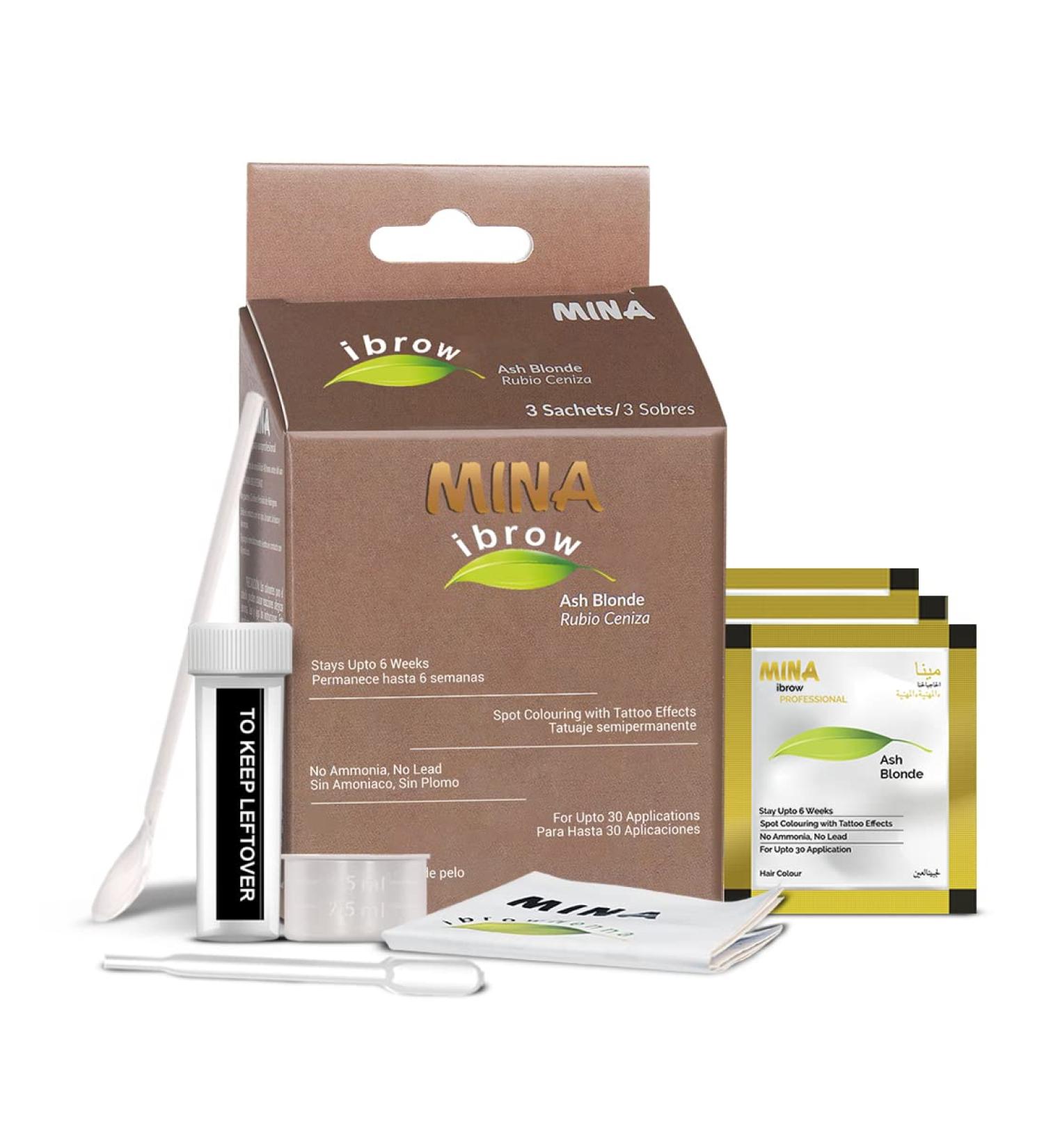 Mina ibrow Ash Blond Hair Color Long-Lasting, Water Resistant, Vegan and Cruelty-Free Tinting Powder with Gray Coverage | No Ammonia or Lead - Buy Online on GoSupps.com