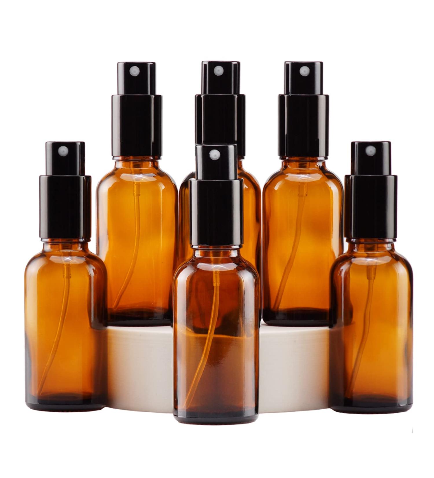 Yizhao 1oz Amber Glass Spray Bottles - Fine Mist Refillable Metal Cap - 6 Pack for Essential Oils Travel Perfume & Aromatherapy - Buy Online on GoSupps.com