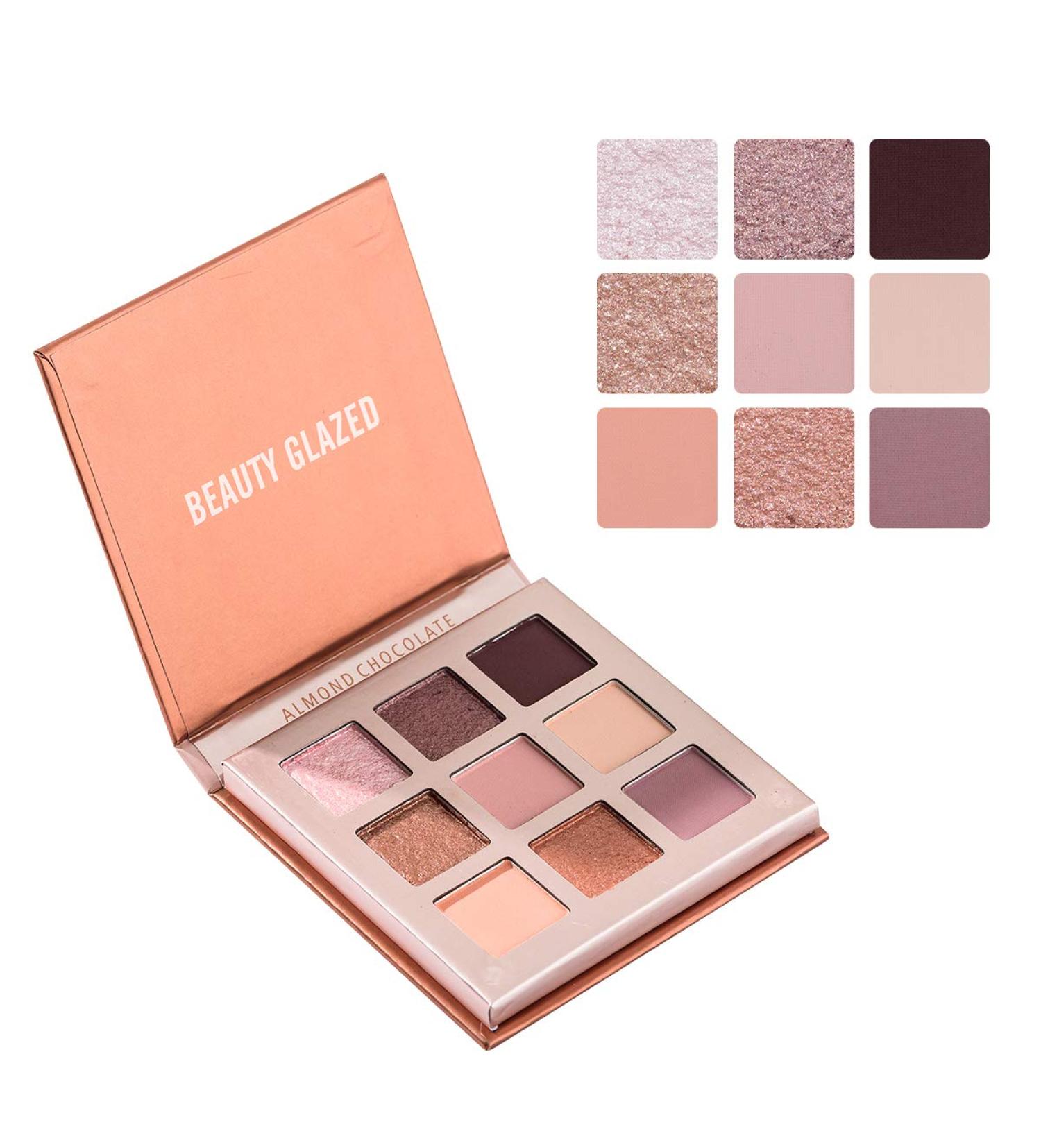 Beauty Glazed 9 Colors Eyeshadow Palette - Highly Pigmented Pearlescent & Matte Shades Long Lasting Lock Color Shimmer & Multi-reflective Finish - #ALMOND - Buy Online on GoSupps.com