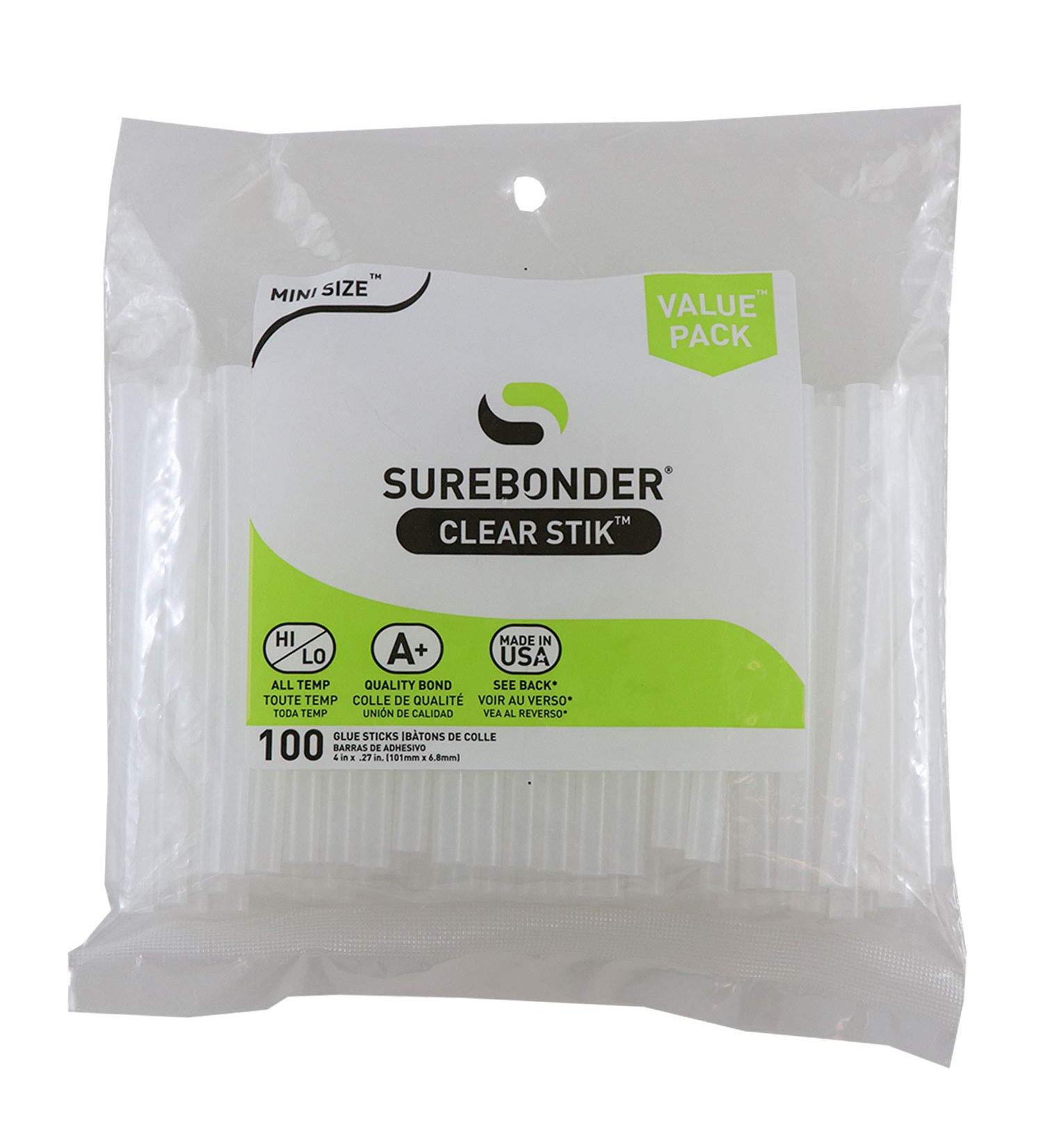 Surebonder DT-100 Made in the USA All Purpose Stik-Mini Glue Sticks-All Temperature-5/16"D  4"L Hot Melt Glue Sticks-100/ Pack - Buy Online on GoSupps.com