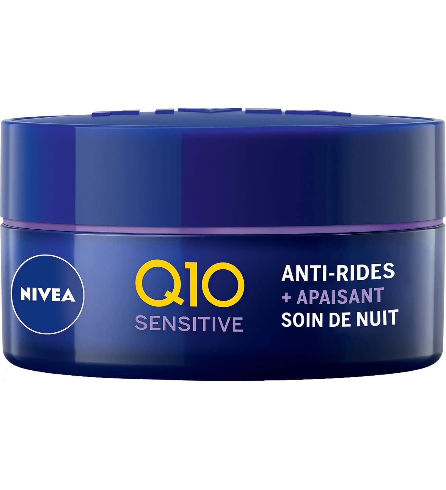 NIVEA Q10 Power Comfort Night Care Anti-Wrinkle + Sensitive Skin (1x50ml) anti-aging cream with Q10 & 10X more creatine women's facial care with licorice extract - Buy Online on GoSupps.com