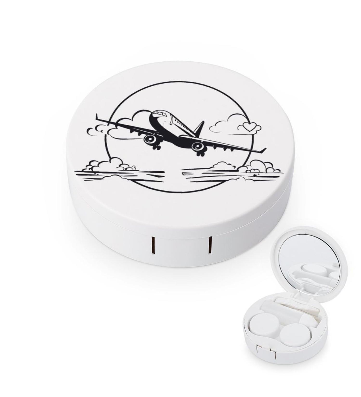 Airplane Contact Lens Case with Mirror - Portable & Cute Travel Kit for Eye Contacts - Buy Online on GoSupps.com