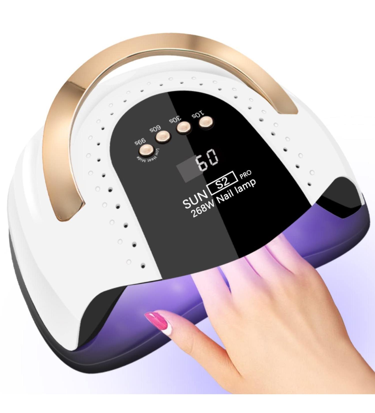 LKE UV Nail Lamp 268W Gel Nail Dryer with Automatic Sensor, 4 Timer Settings - Home & Salon Use | LED UV Lamp for Gel Nails - 21*23cm, White - Buy Online on GoSupps.com