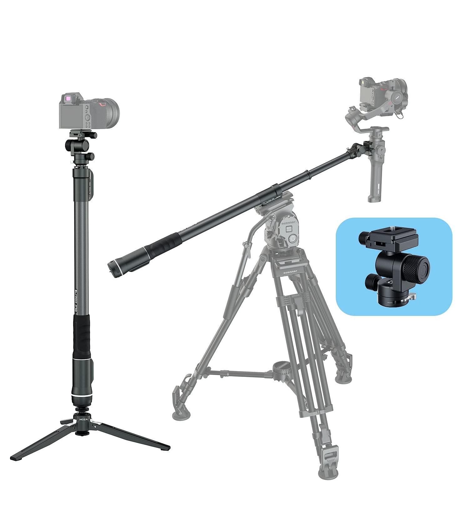MOZA Slypod Pro: Motorized Carbon Fiber Monopod Camera Slider | 13Lb Payload | 520mm Extendable | 5.5H Running Time | Pan & Tilt Head & Tripod - Buy Online on GoSupps.com