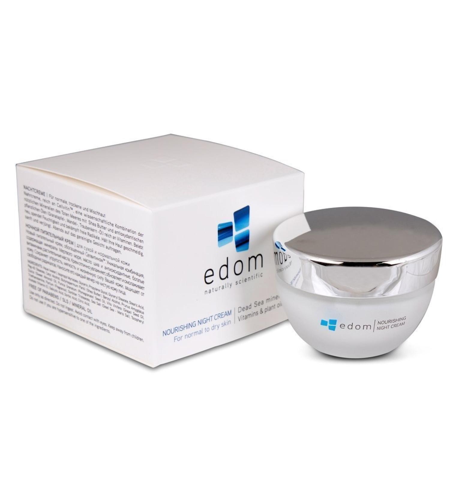 Edom Nourishing Night Cream 50ml Anti Aging Face Moisturizer Dead Sea Minerals Skin Care Facial Cleanser Lotion