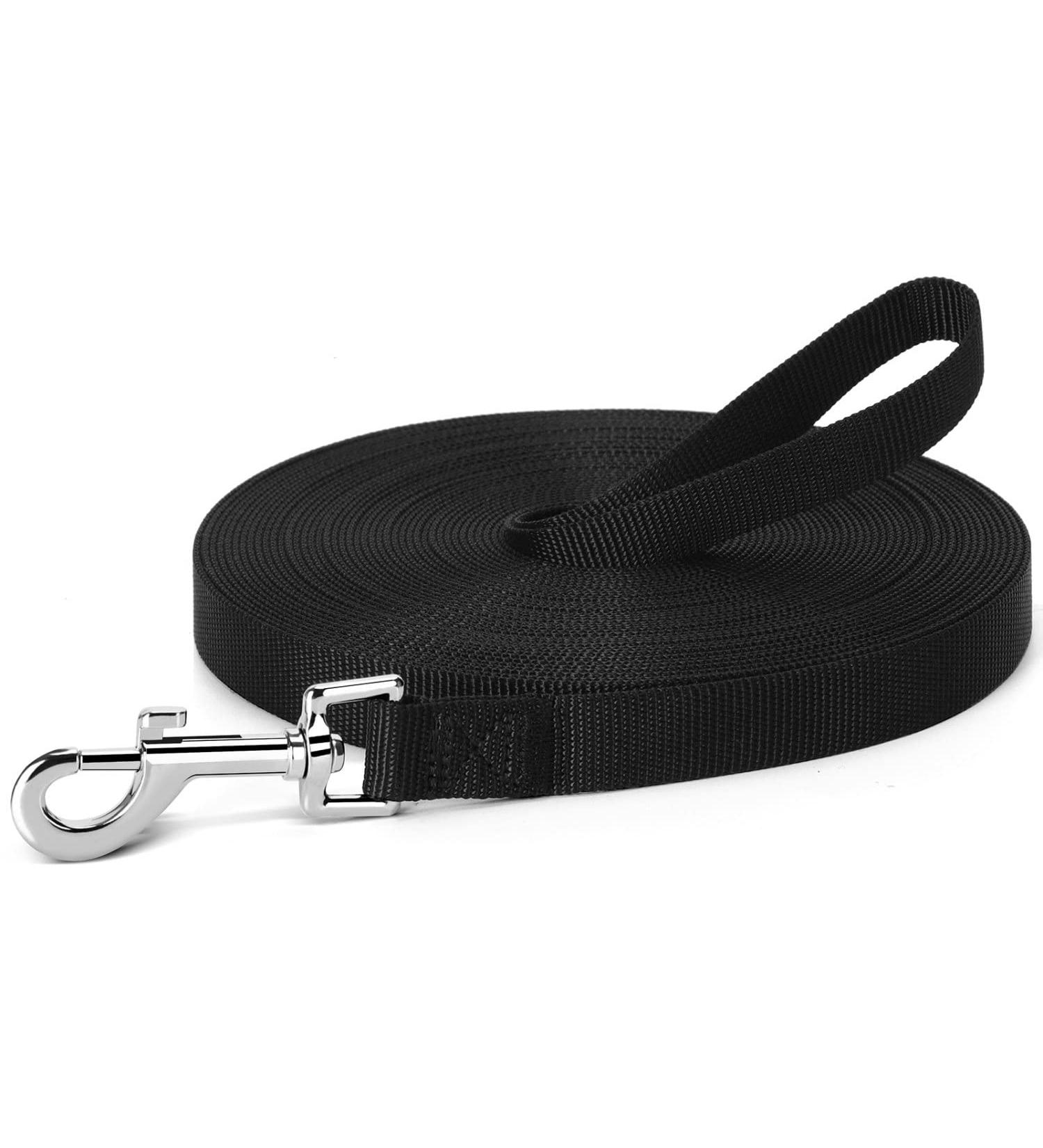 Nobleza 10m Black Dog Training Lead with Padded Handle and Swivel Hook - Durable Nylon Long Line Leash for Pet Recall Obedience Tracking - Buy Online on GoSupps.com