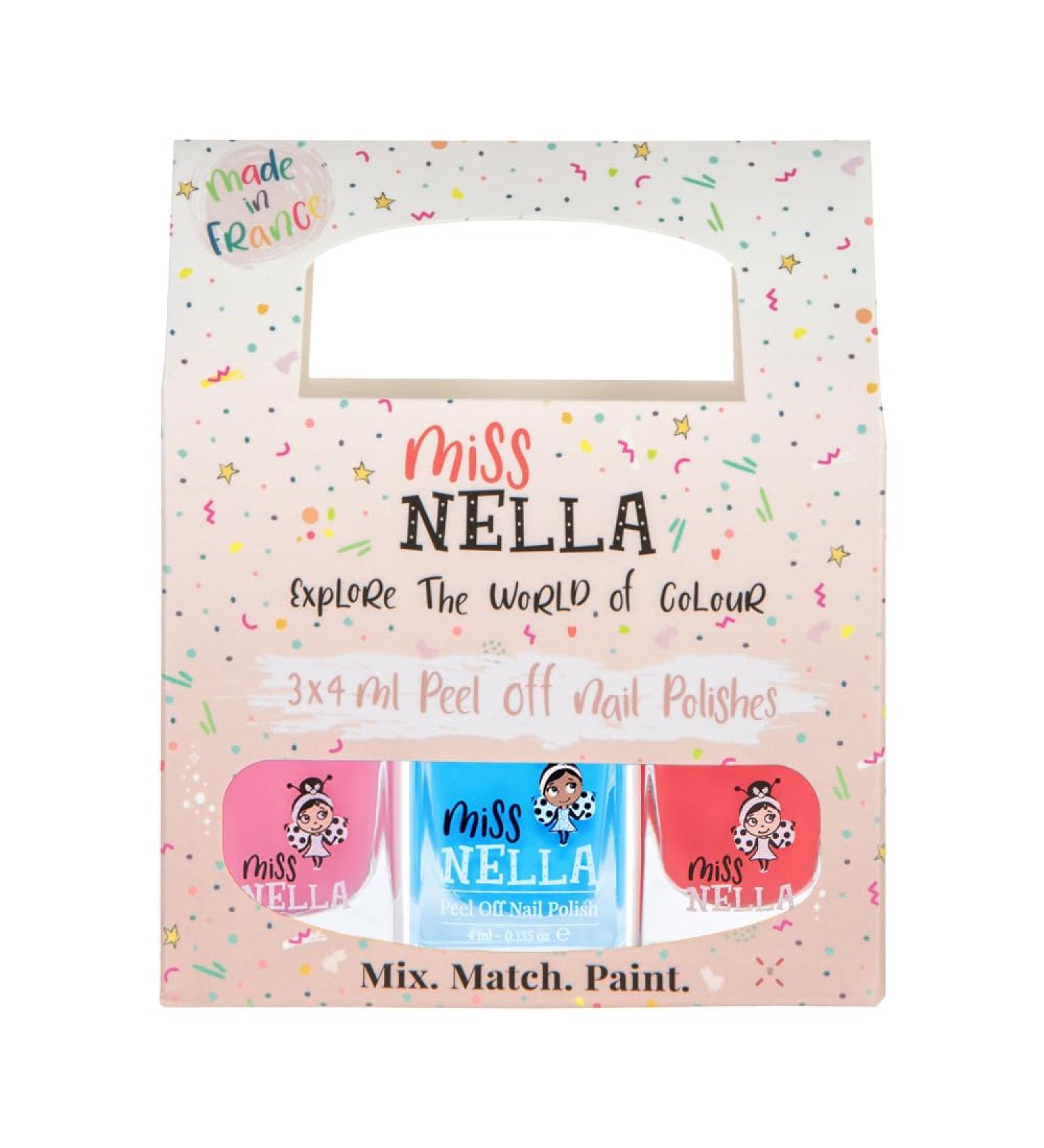 Miss Nella Girl Power Nail Polish 3 Pack - Peel-Off Odorless Water-Based & Safe for Kids - Pink Blue Dark Pink - International Shipping Available - Buy Online on GoSupps.com