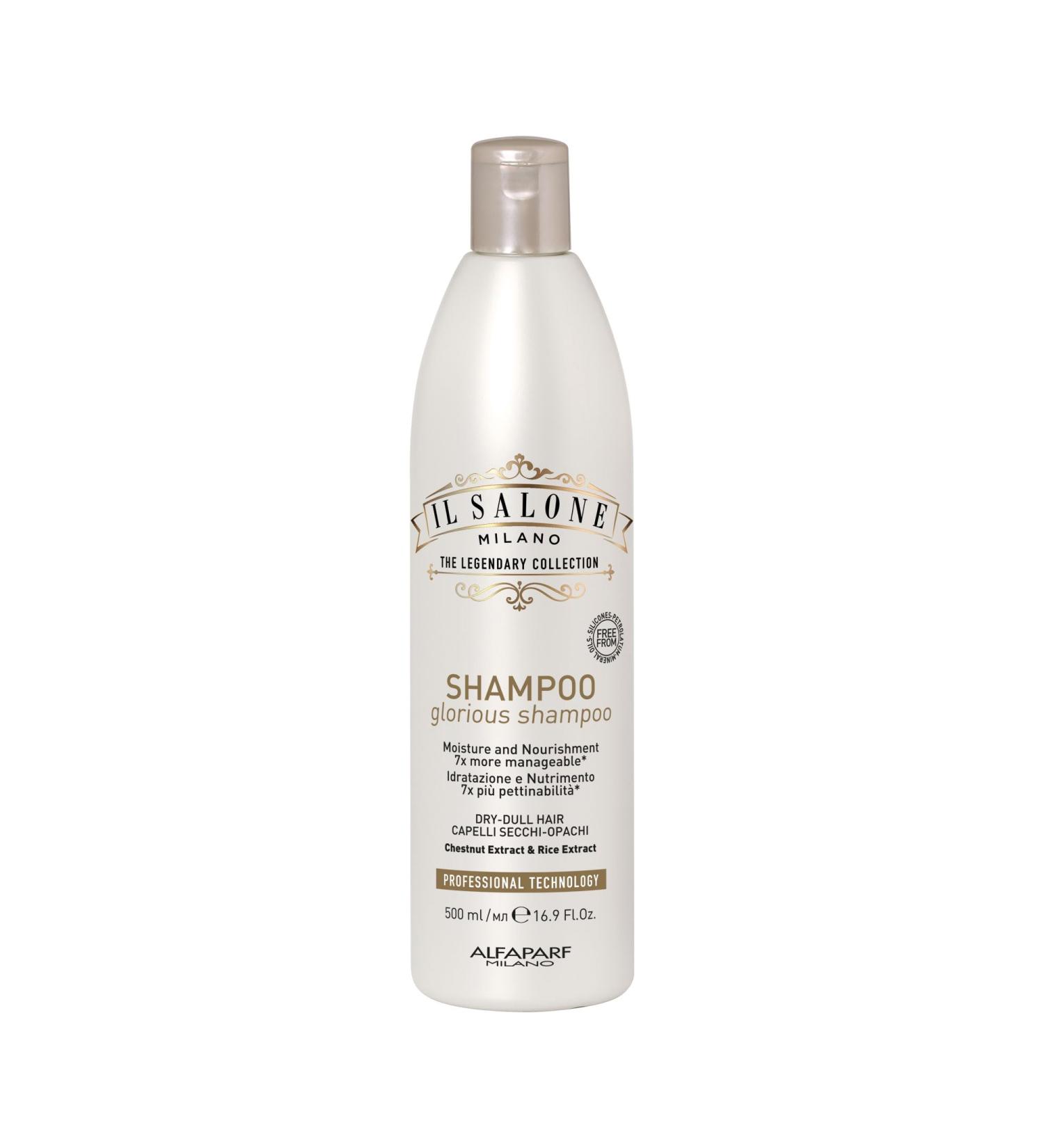 Il Salone Milano Professional Glorious Shampoo for Dry & Damaged Hair - Nourishing Cleansing Shampoo with Milk Wheat Proteins & Bamboo Extract (16.91 oz / 500 ml) - Shine & Moisturize Your Hair - Buy Online on GoSupps.com