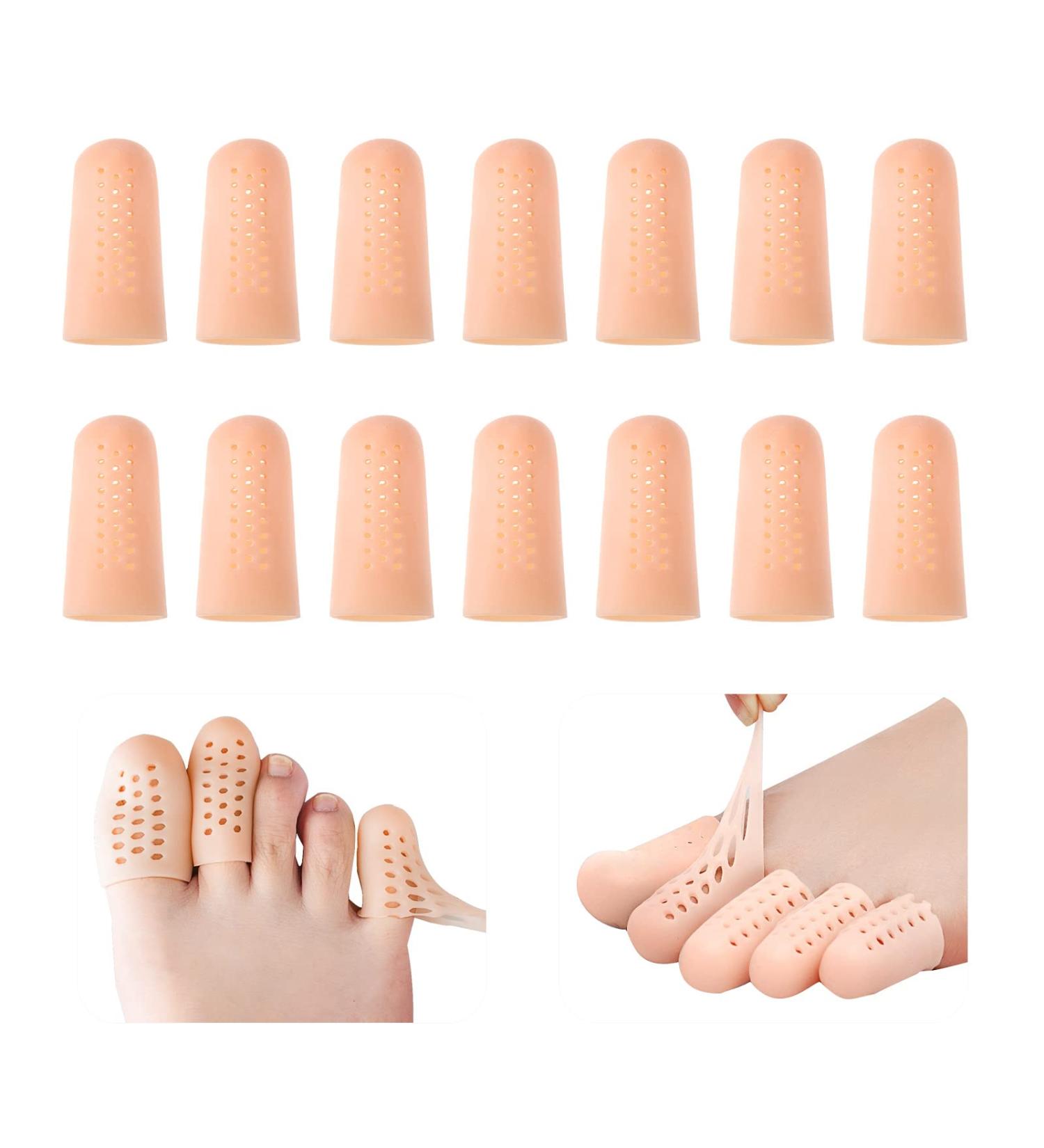 Toe Supporters Silicone Gel Toe Caps - Breathable Beige Toe Protectors for Pain Relief | 14-Pack for Corns & Ingrown Toenails - Perfect for Men & Women - Buy Online on GoSupps.com