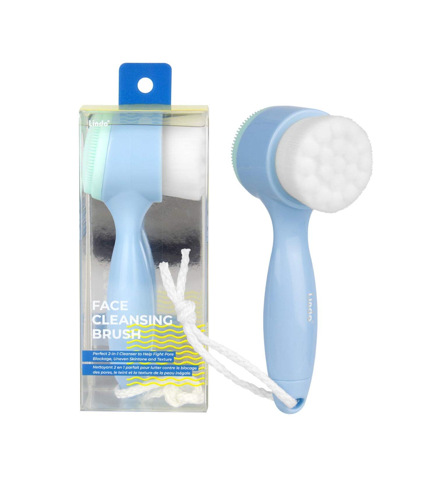 Lindo 2-in-1 Face Cleansing Brush - Gentle and Deep Clean Facial Cleanser (Blue) - Buy Online on GoSupps.com