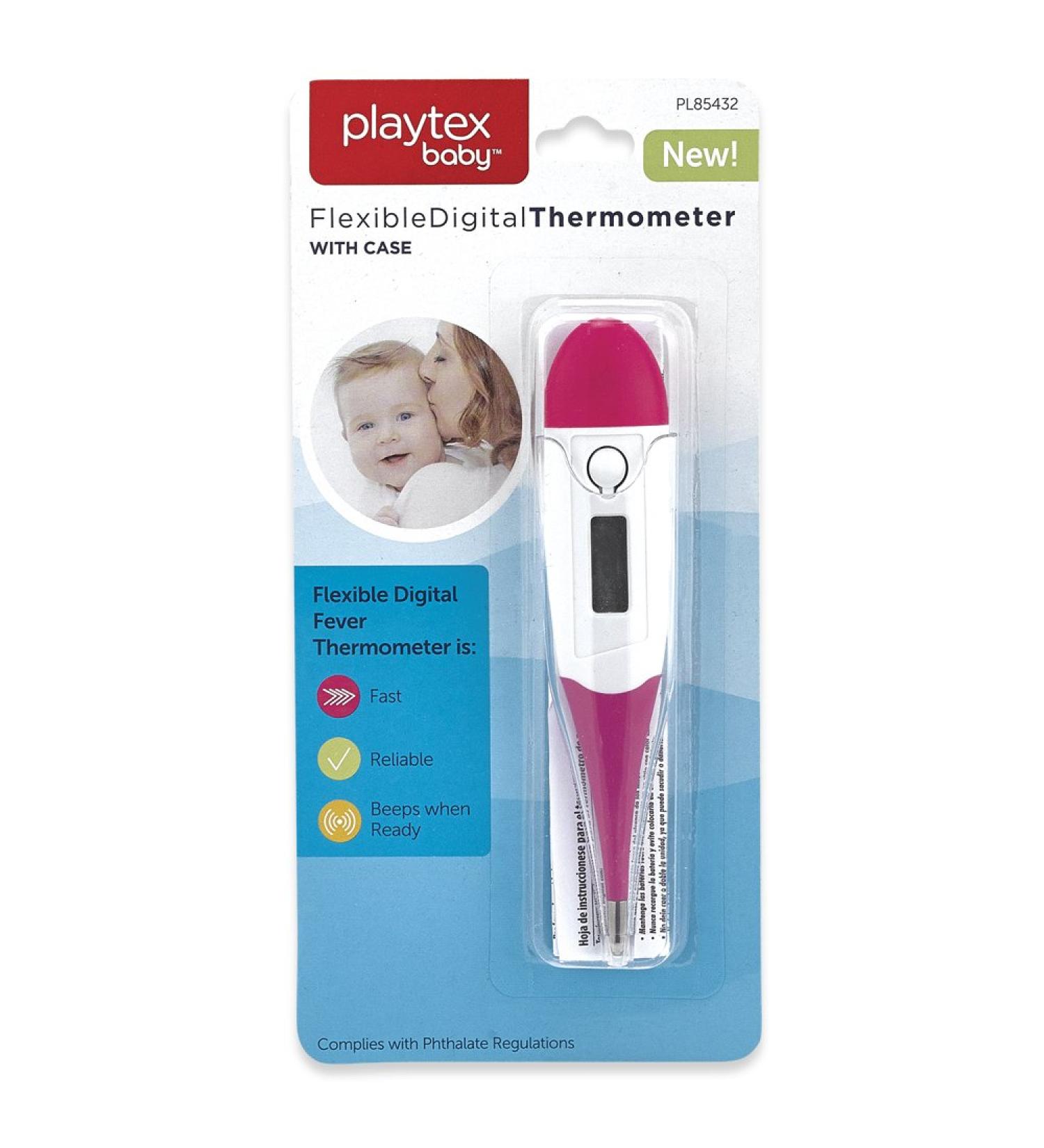 Playtex Baby Flexible Digital Thermometer with Case Pink One Size