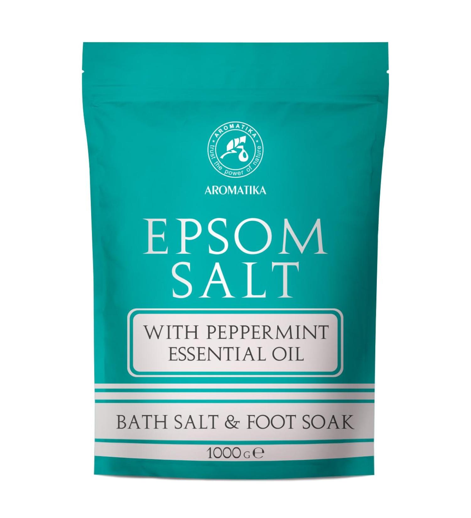 Epsom Bath Salt 35 Oz with Peppermint Essential Oil | 100% Pure Magnesium Sulphate Crystals for Skin Care & Relaxation - International Shipping - Buy Online on GoSupps.com