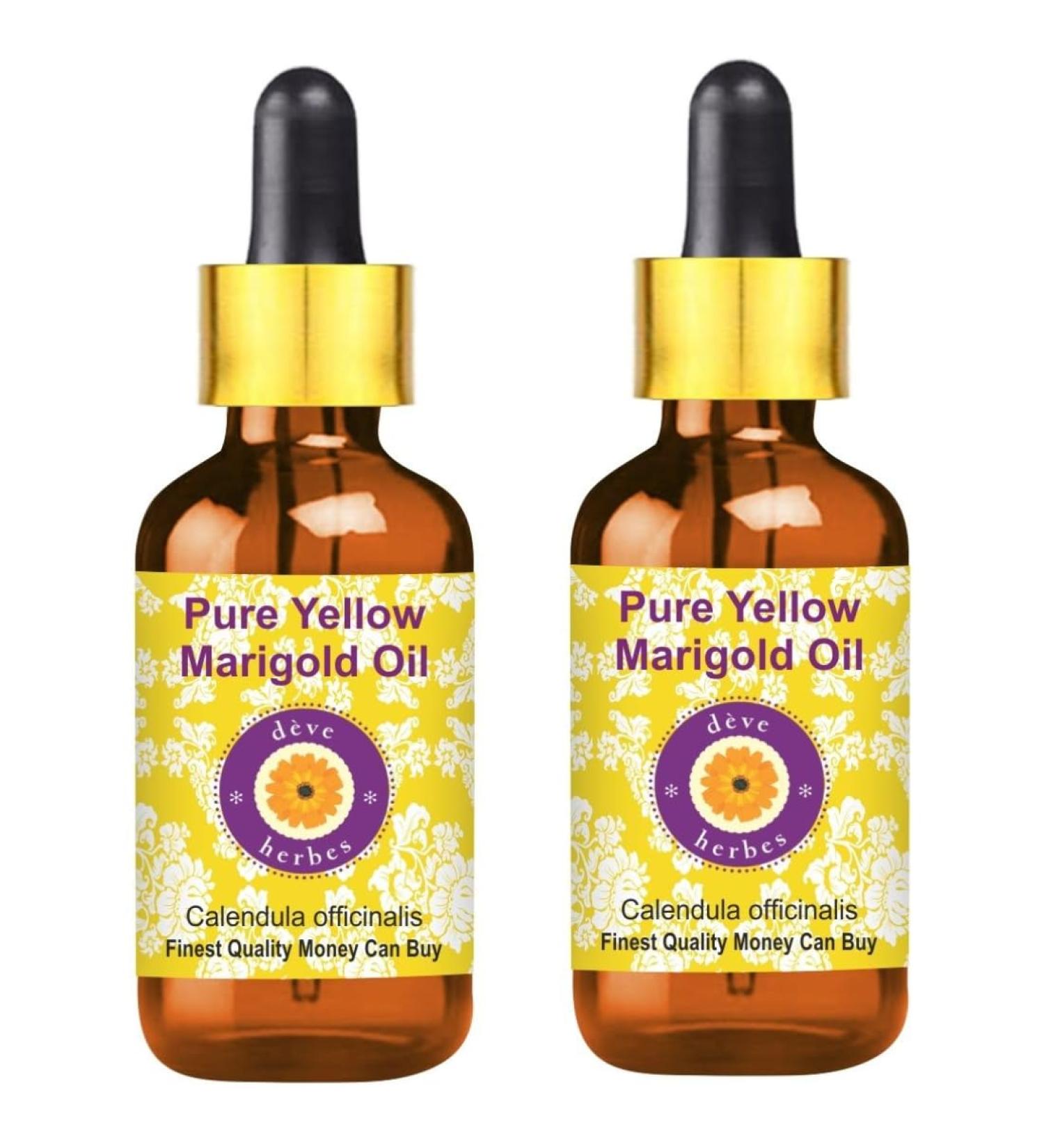 d ve herbes Pure Yellow Marigold Oil (Calendula officinalis) with Glass Dropper Infused (Pack of Two) 100ml X 2 (6.76 oz) - Buy Online on GoSupps.com