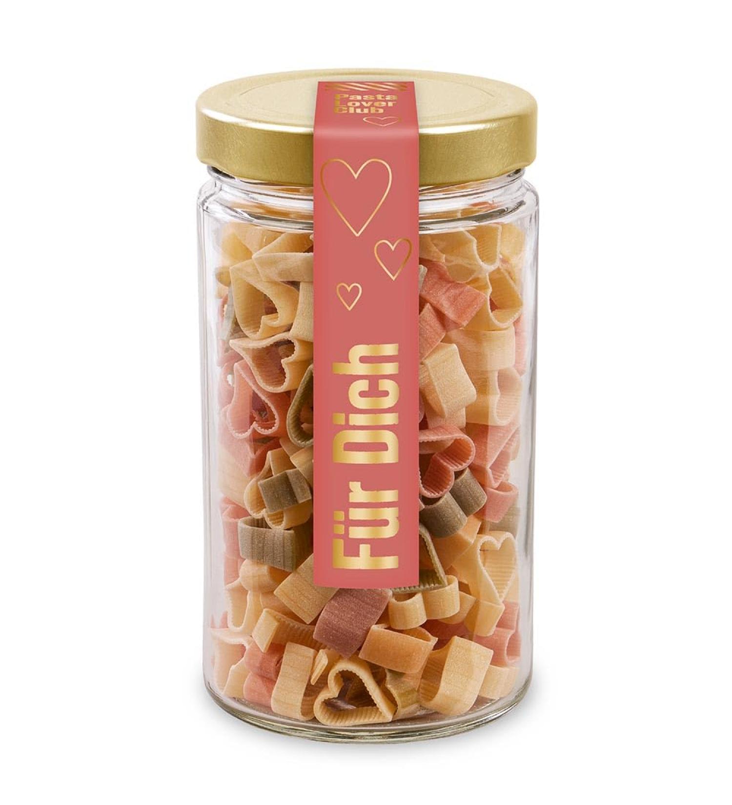 naschlabor Pasta Herzen F r Dich in a gift jar (150g) | Heart-shaped noodles as a gift for romantic meals special occasions or loved ones | Mother's Day