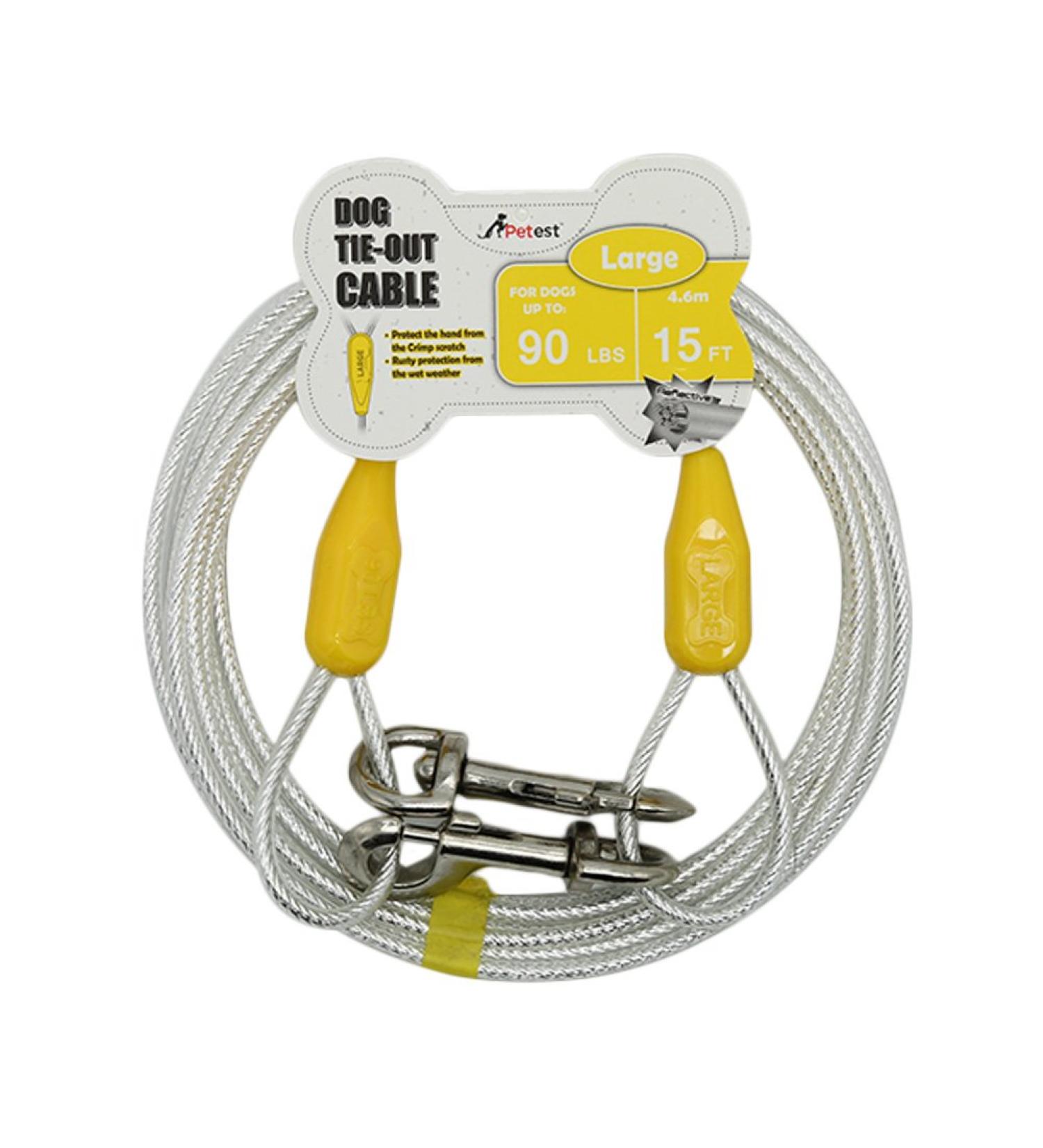 Petest Reflective Lead for Large Dogs - 4.5m (15ft) Yellow & Silver Supports up to 90lbs (40.8kg) - Ideal for Safe Outdoor Adventures - Buy Online on GoSupps.com