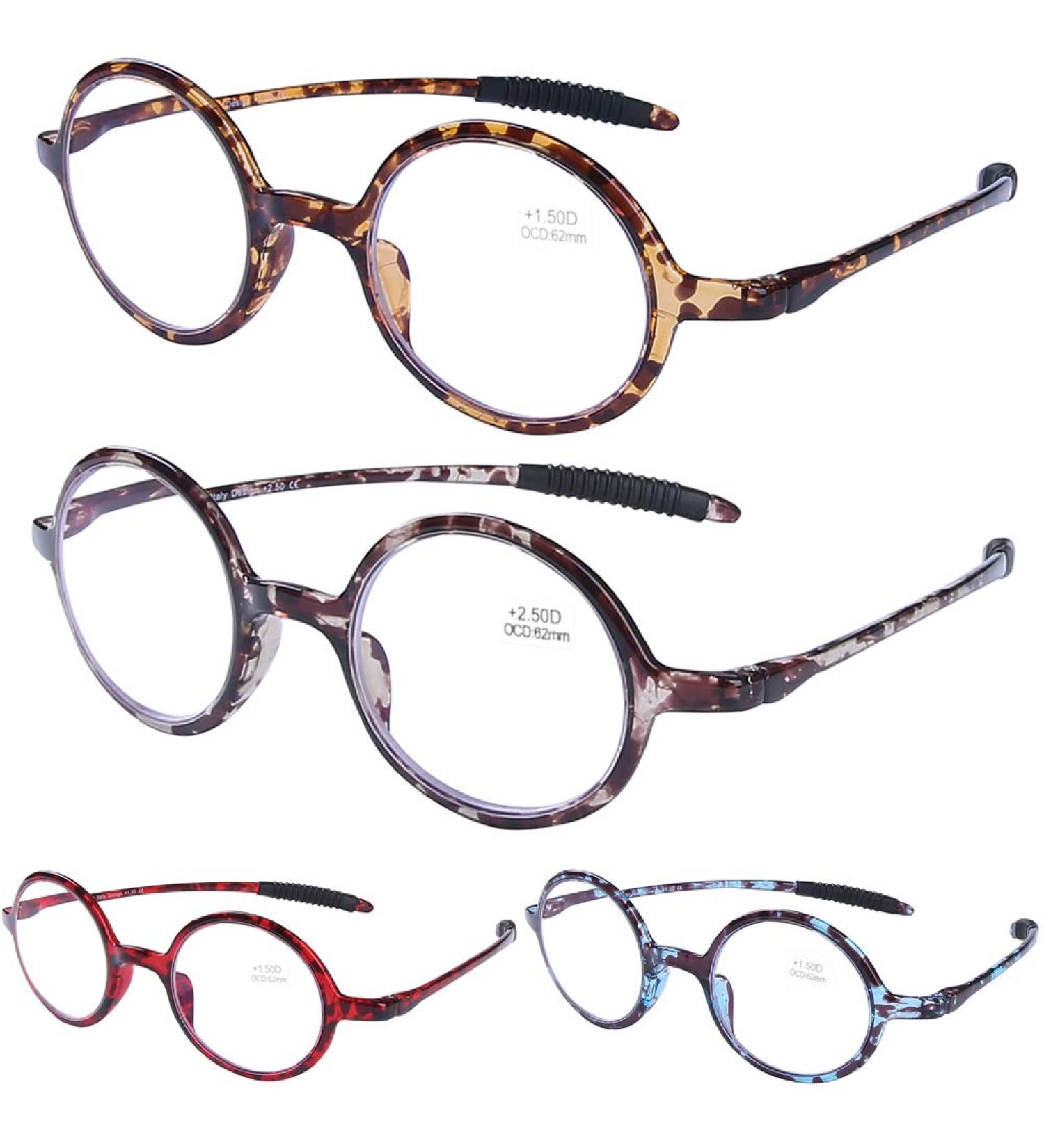 DOOViC Round Blue Light Blocking Reading Glasses for Men & Women +2.5 Strength - Lightweight Flexible Design - 4 Color Options - Buy Online on GoSupps.com