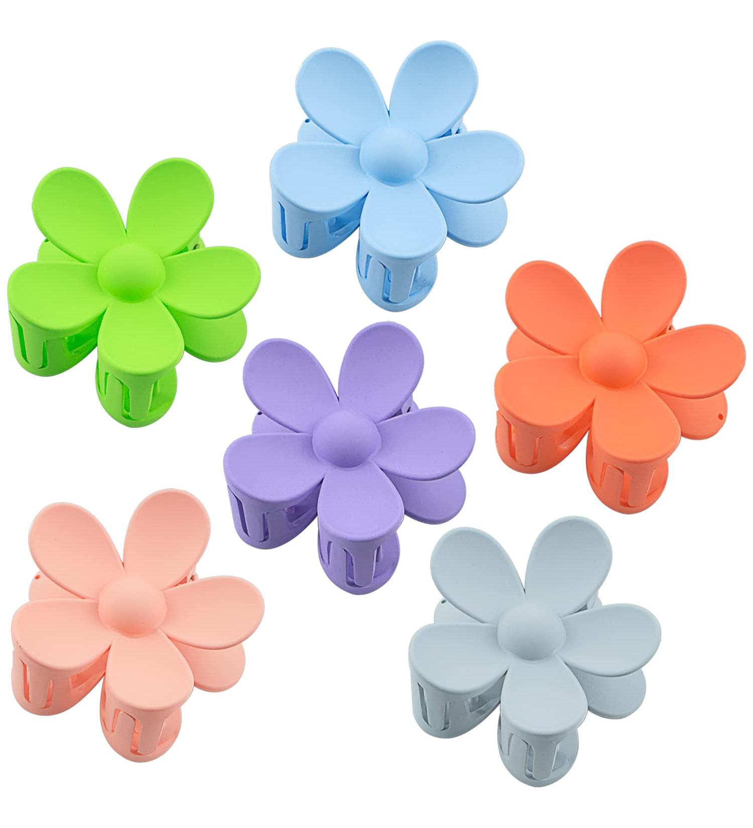 Big Flower Hair Clips for Women Girls - 3 Inch Large Hair Claw Clips for Thick Hair - Non Slip Fashion Barrettes - Pack of 6 Colors - Buy Online on GoSupps.com