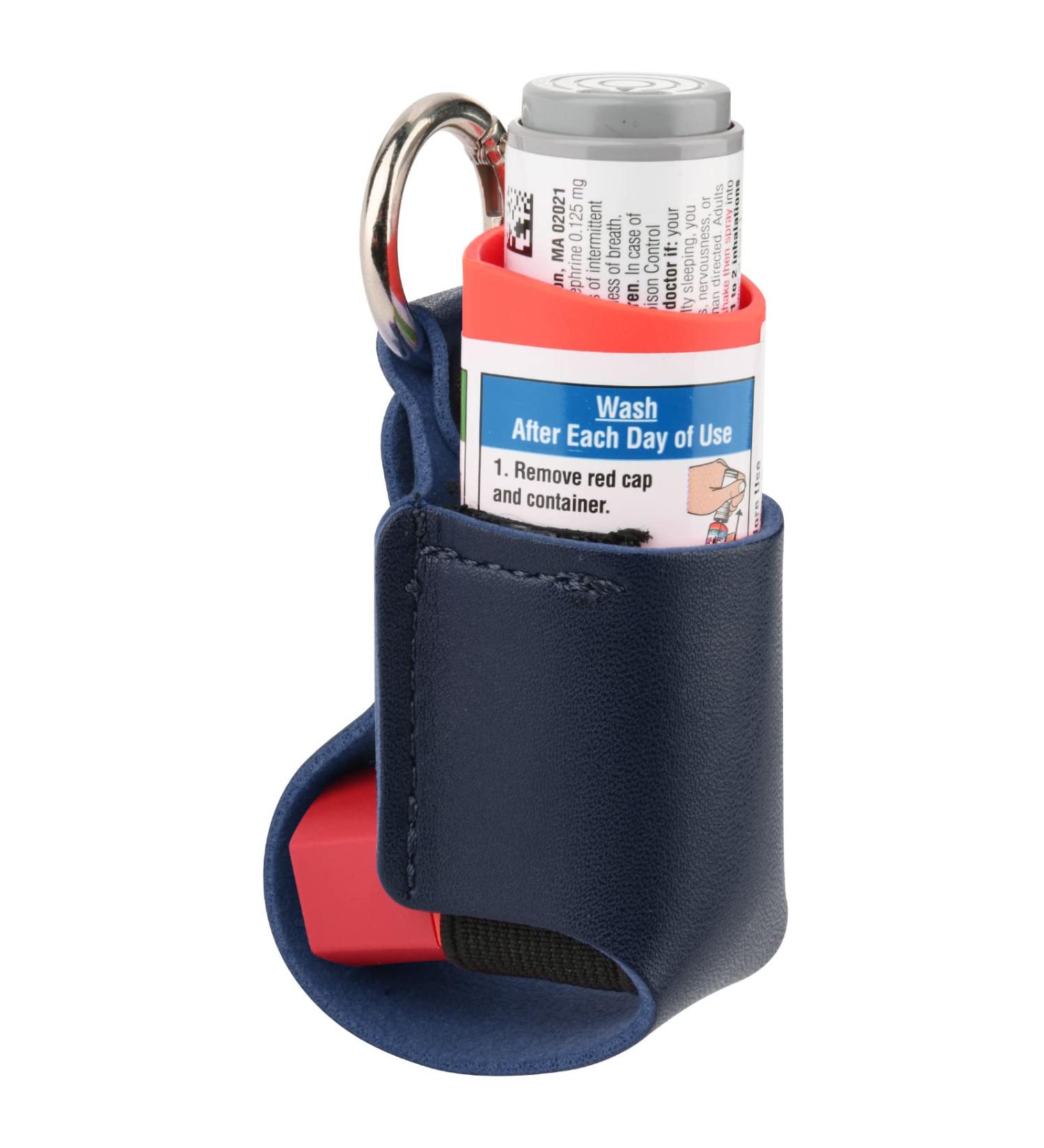 Beautyflier Asthma Inhaler Holder | Durable Microfiber Leather Travel Keychain for Kids & Adults | Stylish Blue Design - Buy Online on GoSupps.com