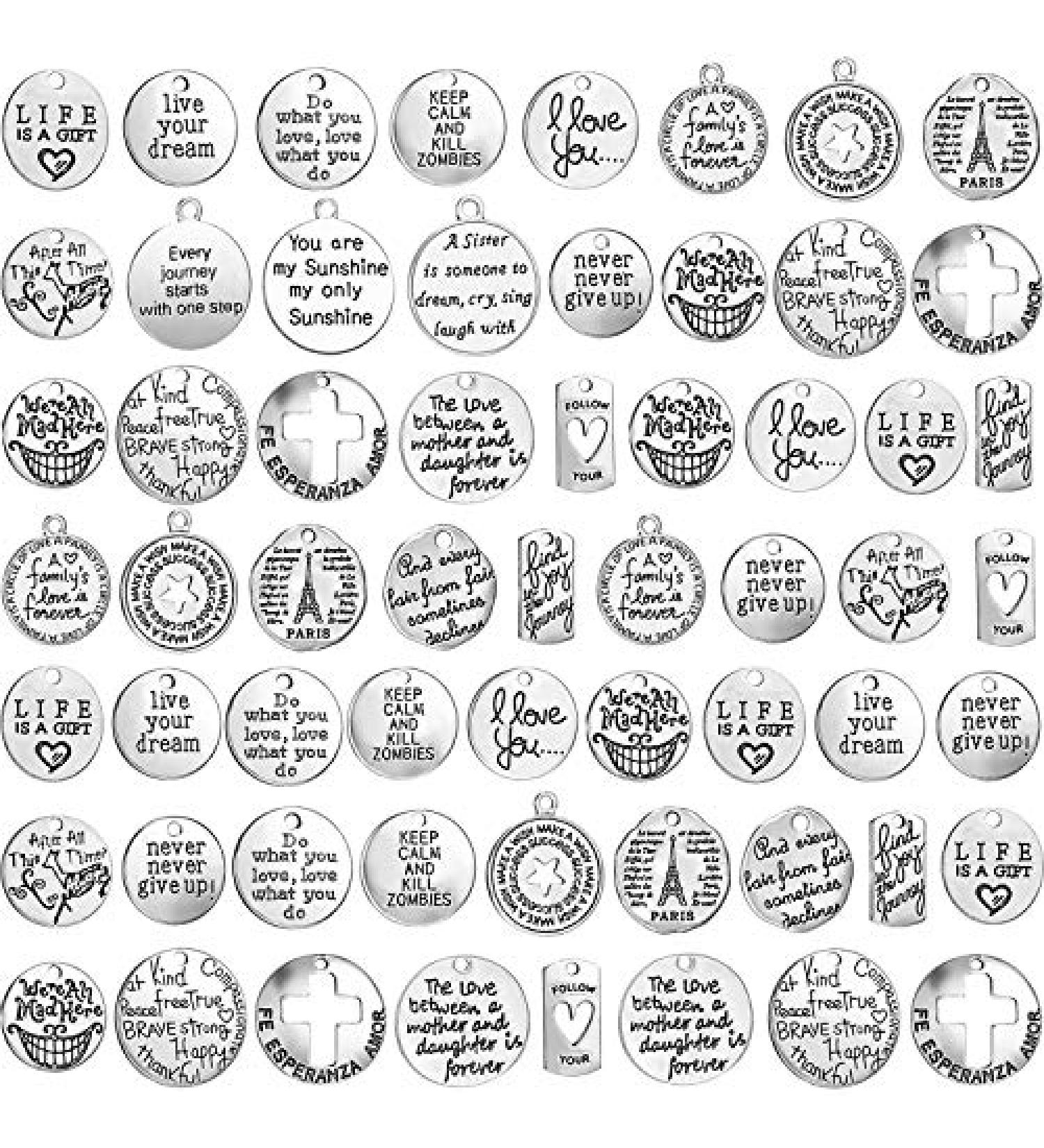 60 Piece Inspiration Words Charms - DIY Jewelry Making Supplies - Buy Online on GoSupps.com