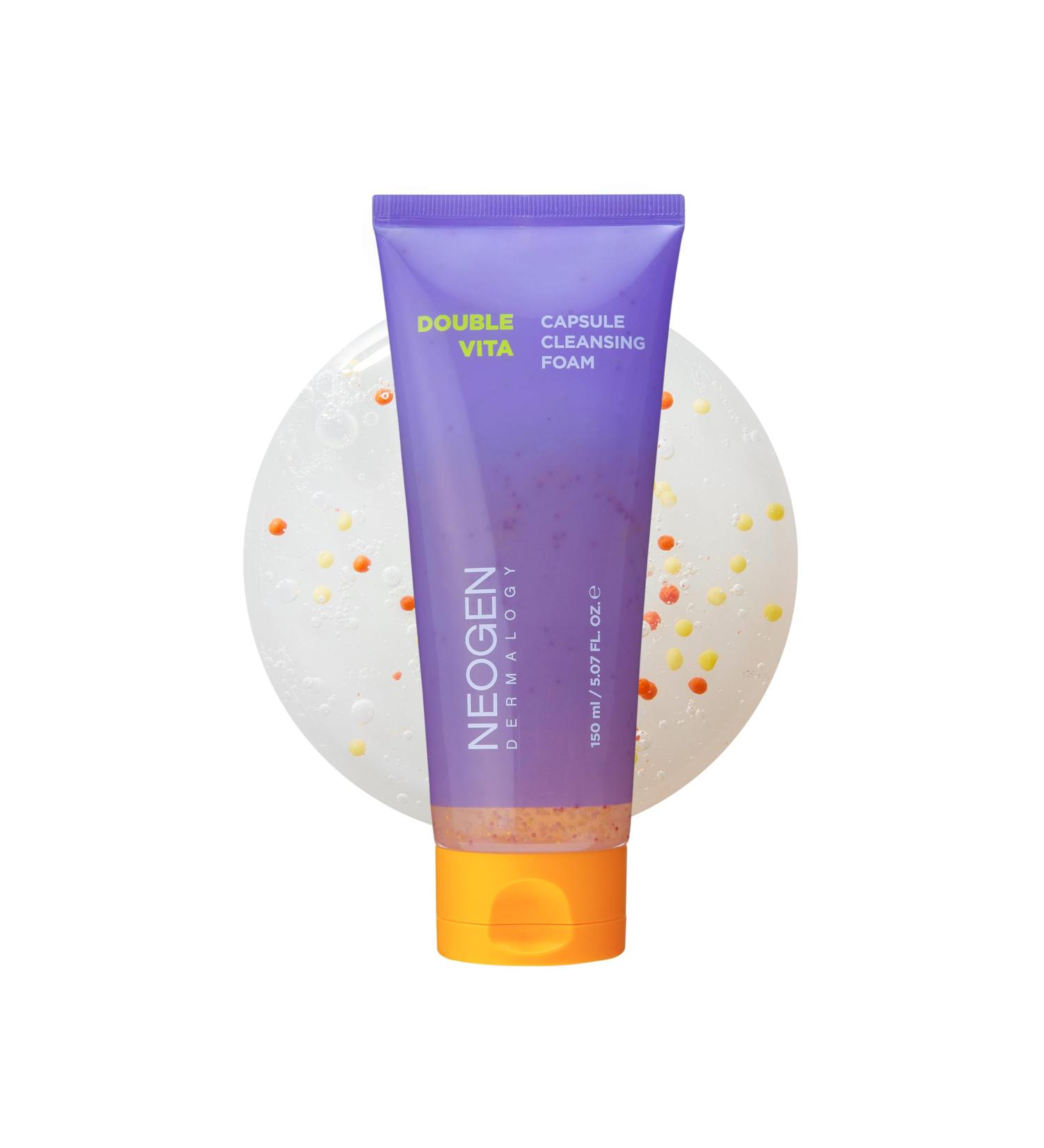 DERMALOGY by NEOGENLAB Double Vita Capsule Cleansing Foam Vitamin-Rich Daily Face Cleanser with AHA/BHA & Yuzu Lime Extract Brightening & Hydrating Gel-to-Foam Cleanser All Skin Types 5.07 fl oz - Buy Online on GoSupps.com