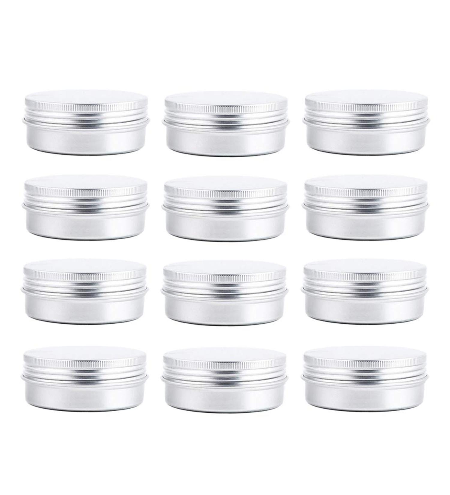 12 Pack 2 oz Silver Aluminum Cosmetic Sample Jars | Tight Seal Twist Cover for Lip Balm & Makeup - 60 ml Containers - Buy Online on GoSupps.com