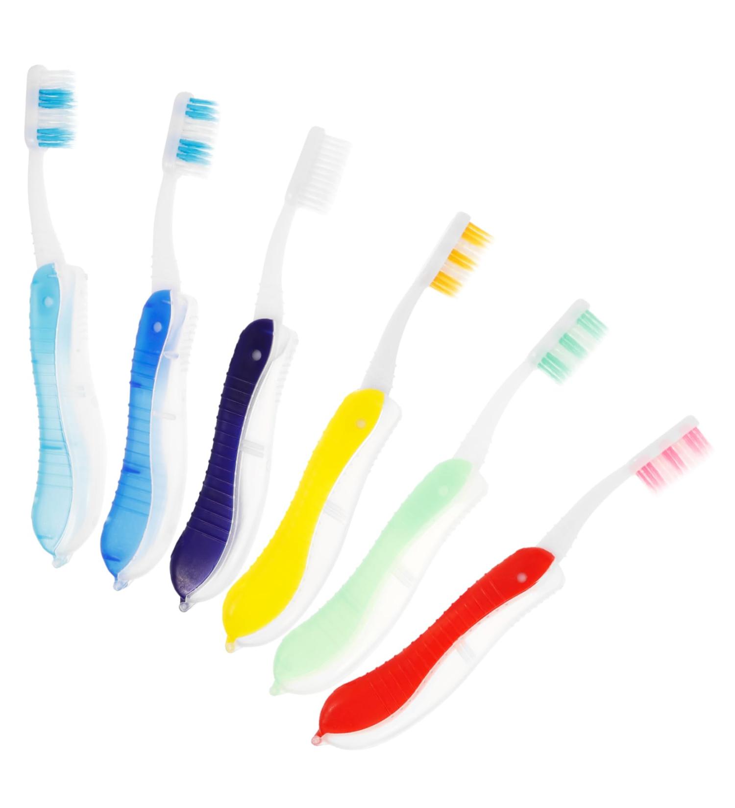 HomsfoU 6-Pack Foldable Travel Toothbrushes | Disposable Toothbrushes with Caps | Ideal for Camping & Travel | Compact & Lightweight Tooth Cleaning Essentials - Buy Online on GoSupps.com