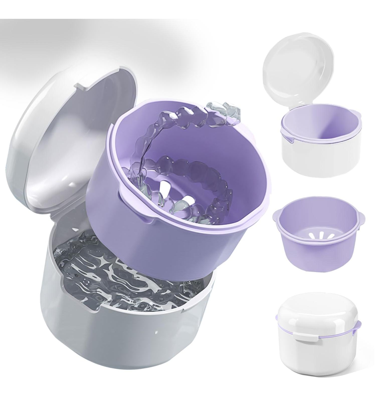 Alevi Braces & Denture Container: Portable Two-Storey Storage Box with Drainage for Retainers & Braces - Ideal for International Shipping - Buy Online on GoSupps.com