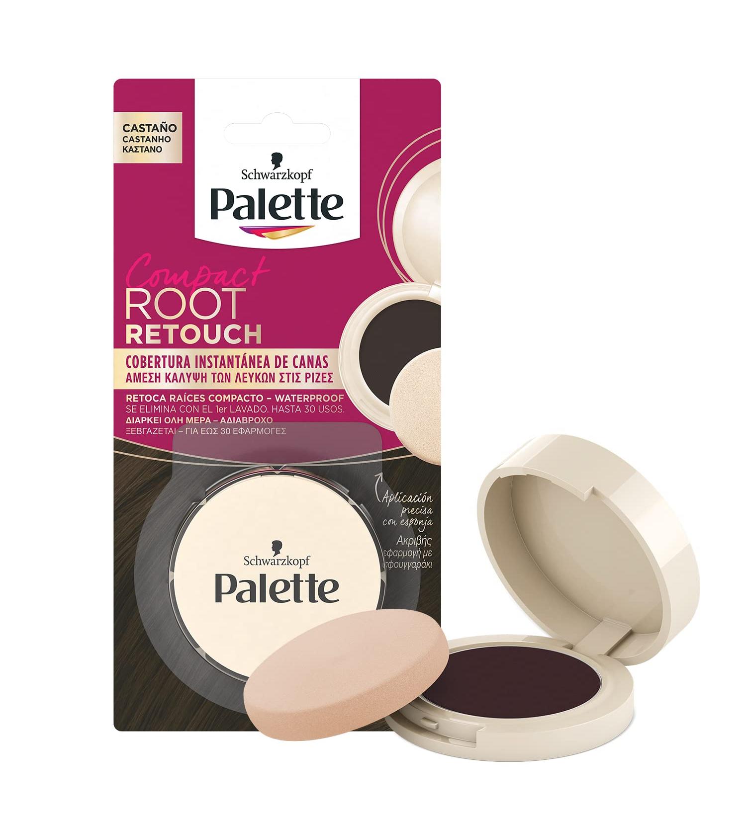 Schwarzkopf Palette Compact Root Retouch Powder - Chestnut Brown Up to 30 Applications for Gray Coverage | Temporary Hair Color Solution - Buy Online on GoSupps.com