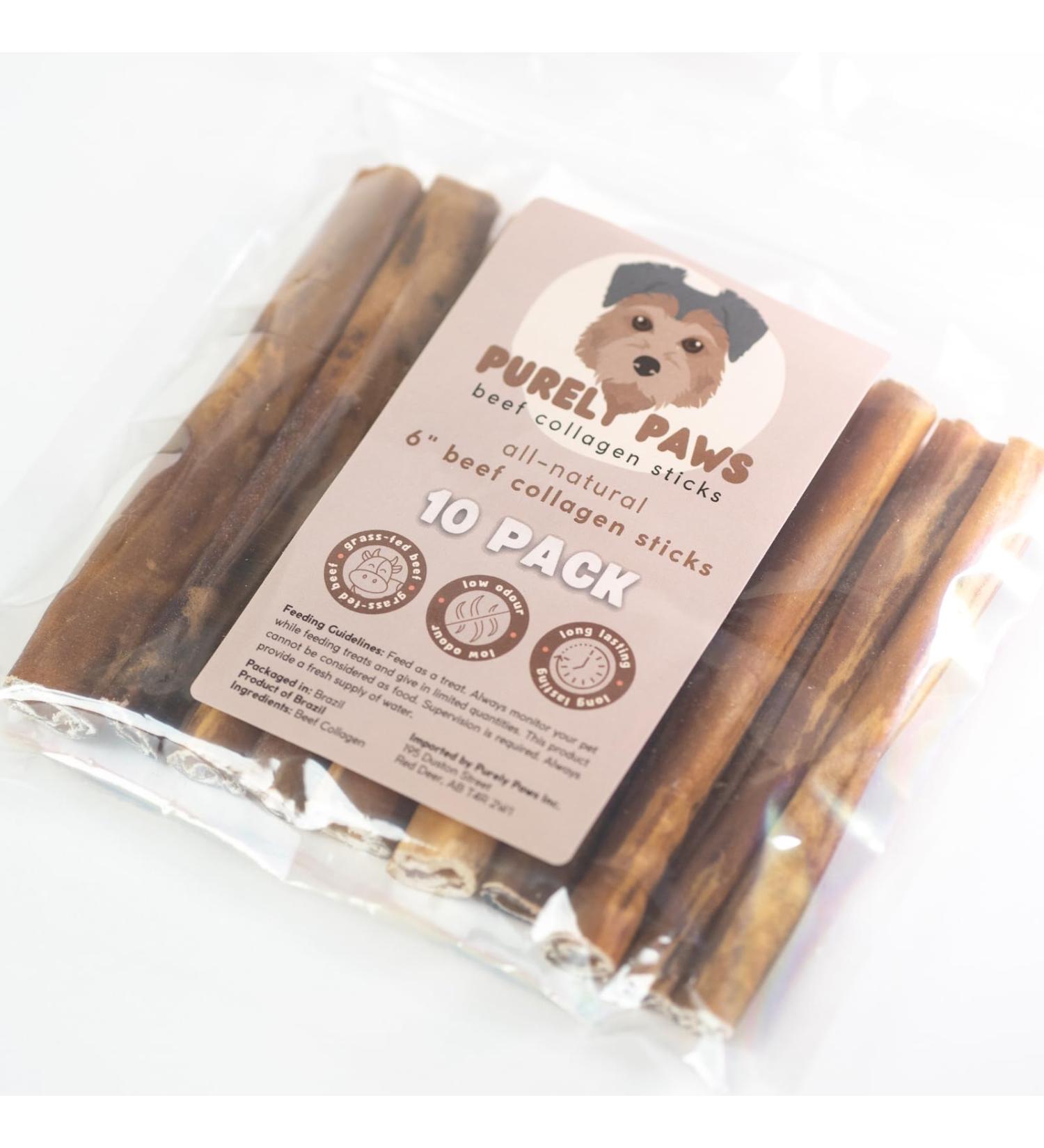 Purely Paws All-Natural Beef Collagen Sticks - Safe Digestible Dog Chews - Long-Lasting Low-Odour Rawhide Free (6 (10 Pack) - Buy Online on GoSupps.com