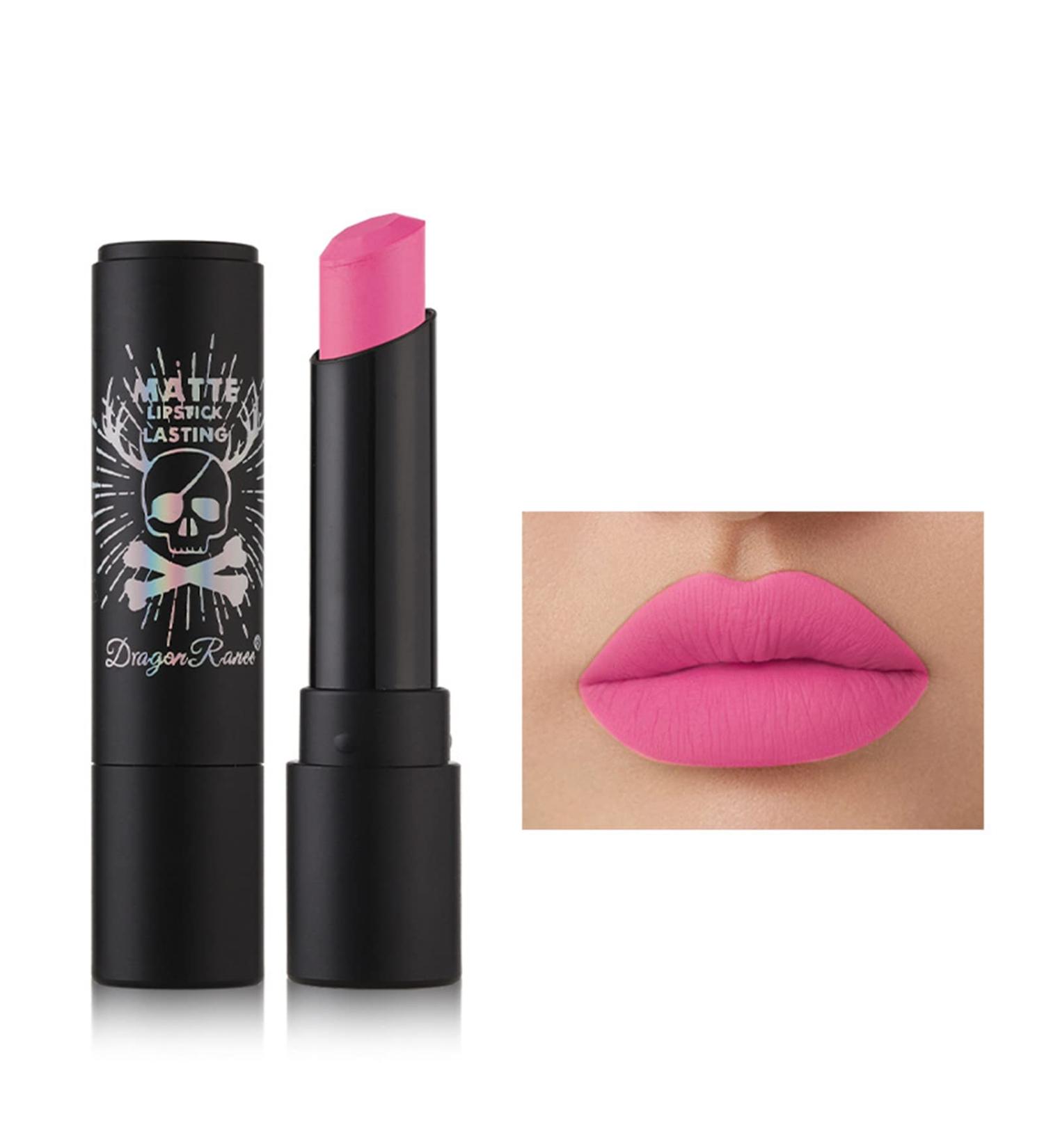 MIESCHER Pink Matte Lipstick: Smudge Proof & Long Lasting Velvety Formula, Intense Bold Color, High Pigmentation, Waterproof Lip Gloss - Perfect for Halloween Face Paint! - Buy Online on GoSupps.com