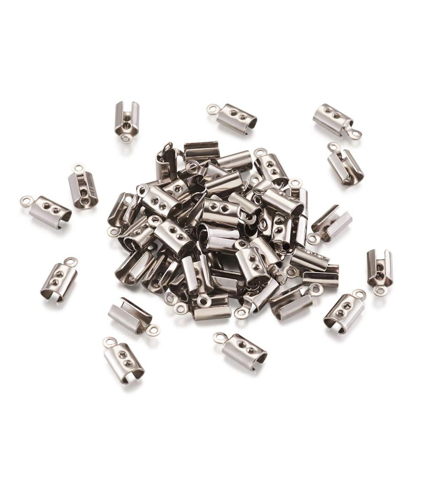 Pandahall 1000pcs Stainless Steel Fold Over Crimp Cord Ends 10x4.5x3.8mm - DIY Jewelry Making Supplies - Buy Online on GoSupps.com
