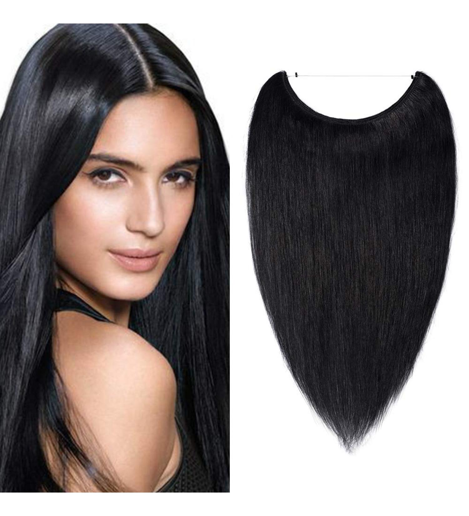 18" One Piece Secret Wire in Real Human Hair Extensions #1 Jet Black (65g) - Buy Online on GoSupps.com
