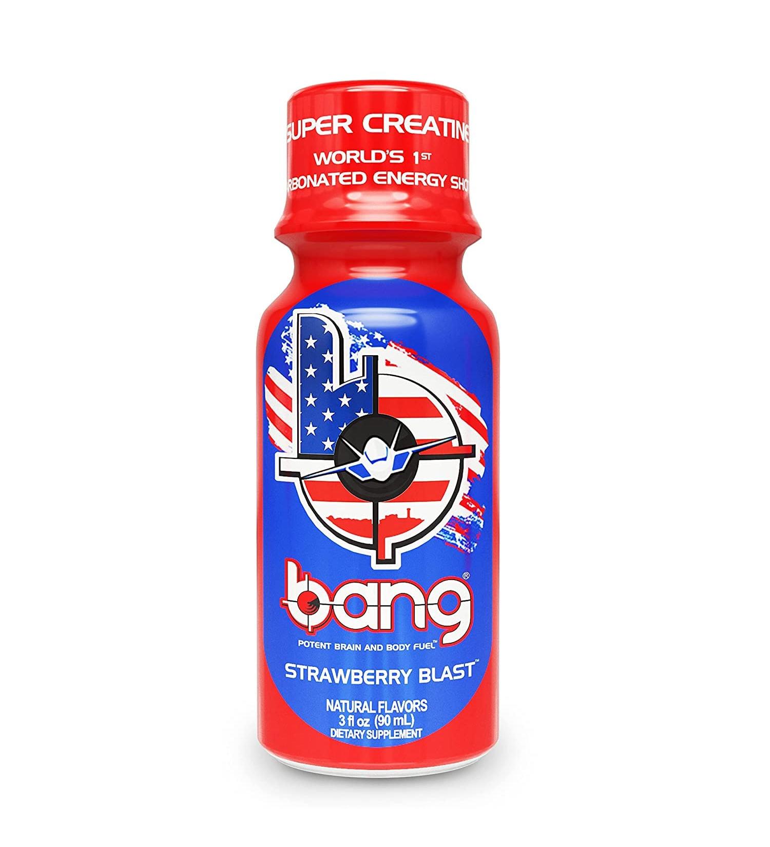VPX Bang Military Shots 12-Pack - Sugar-Free Energy Shot with Caffeine, Creatine, and BCAAs - Gluten-Free, Vegan Formula - Strawberry Blast - Buy Online on GoSupps.com