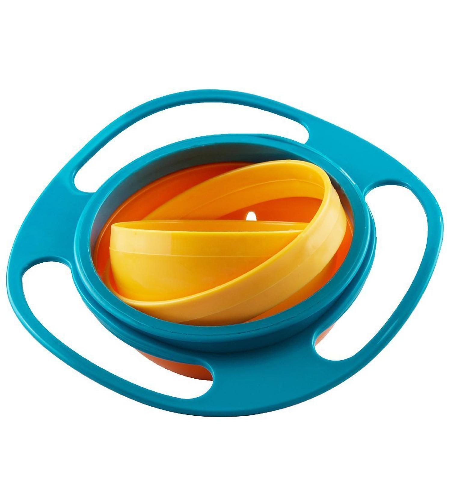Jzhen Baby Bowl - 360 Gyroscopic Spill-Free Bowl for Toddlers & Babies (Blue & Orange) - Anti-Spill Lid Included Ideal for International Shipping - Buy Online on GoSupps.com