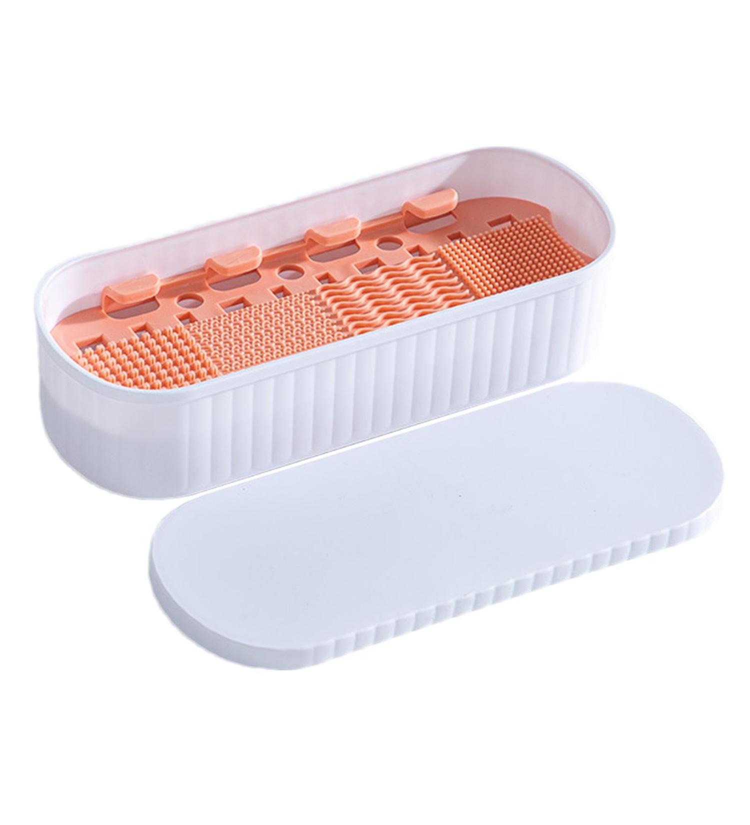 Makeup Brush Cleaner and Dryer - Makeup Sponge Cleaner Storage Box Drying Holder Dustproof Efficient Cleaning Tool Sponge Washer for Enhanced Maintenance Three Generations of White - Buy Online on GoSupps.com