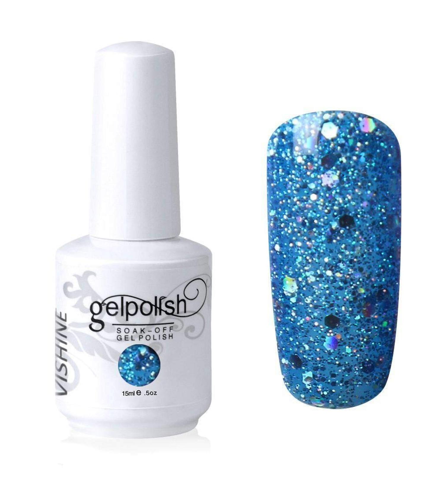 Vishine Nail Salon UV Manicure Polish Soak Off Gel Polish Nail Art Glitter Cadetblue(708) #708 - Buy Online on GoSupps.com