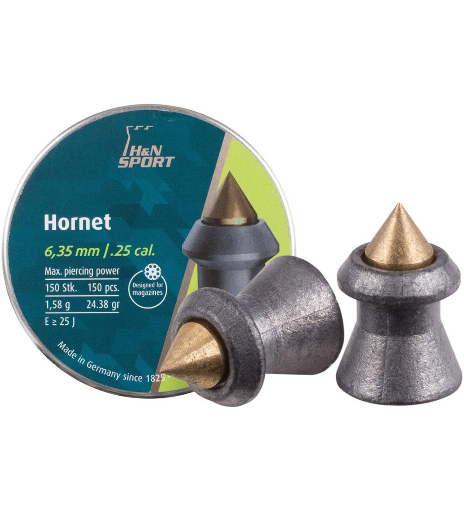 Haendler & Natermann H&N Hornet Pellets.25 Cal, 24.38 Grains, Pointed, 150ct, Blister Pack