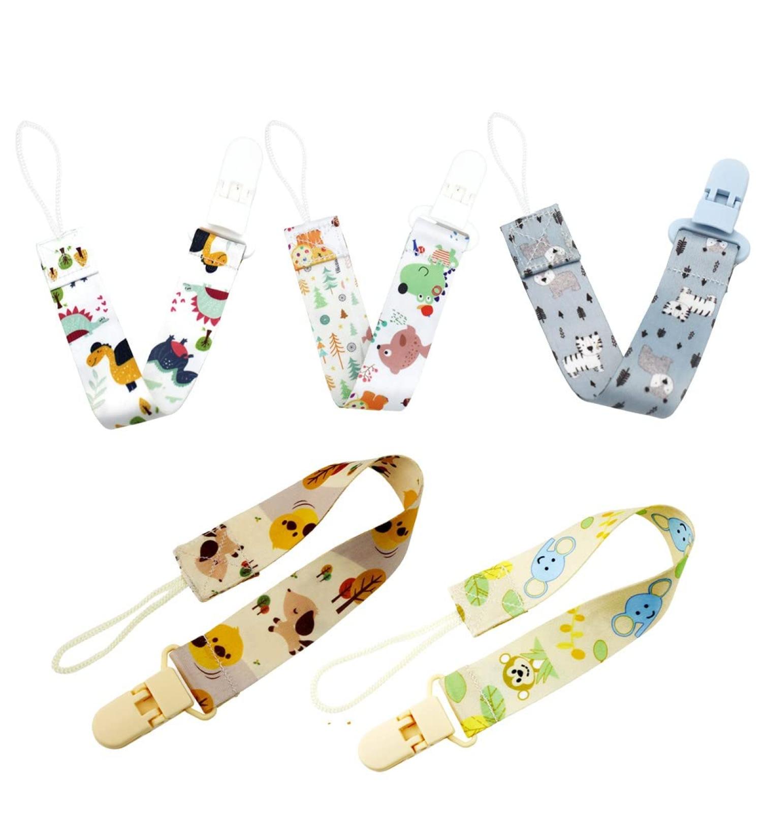 Pack of 5 Multi-Colored Baby Pacifier Clips & Washable Holders - Durable Pacifier Chains for Your Little One - Buy Online on GoSupps.com