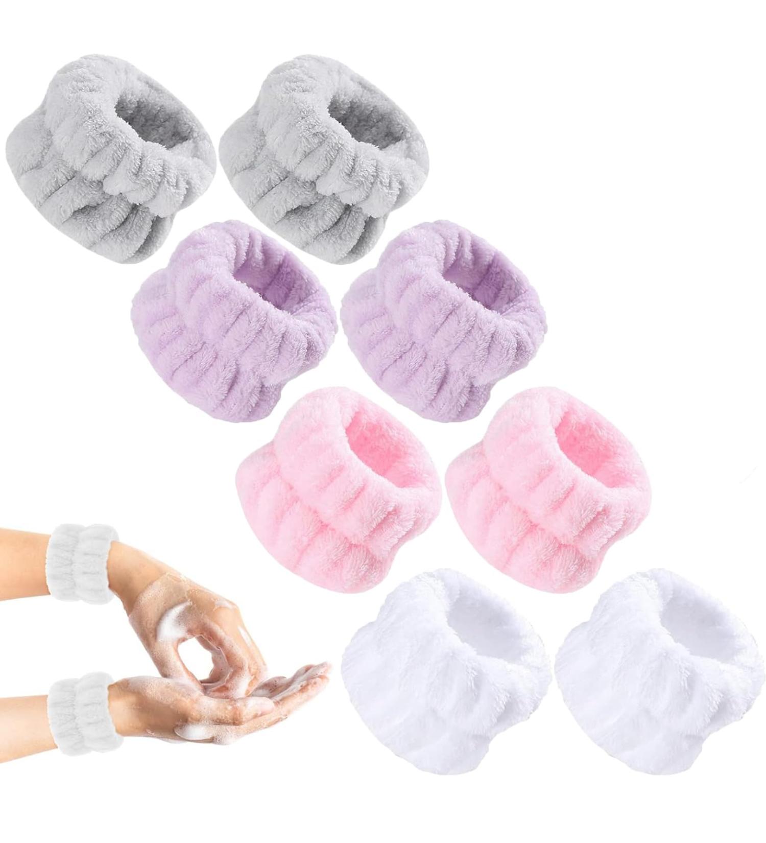 4 Pairs Wrist Washband Wash Set Microfiber Wrist Sweat Bands Ladies Soft Wristbands Face Washing Wristband Spa Wrist Towel Women Face Wash Wristband for Women Prevent Liquid from Spilling Down Arms - Buy Online on GoSupps.com
