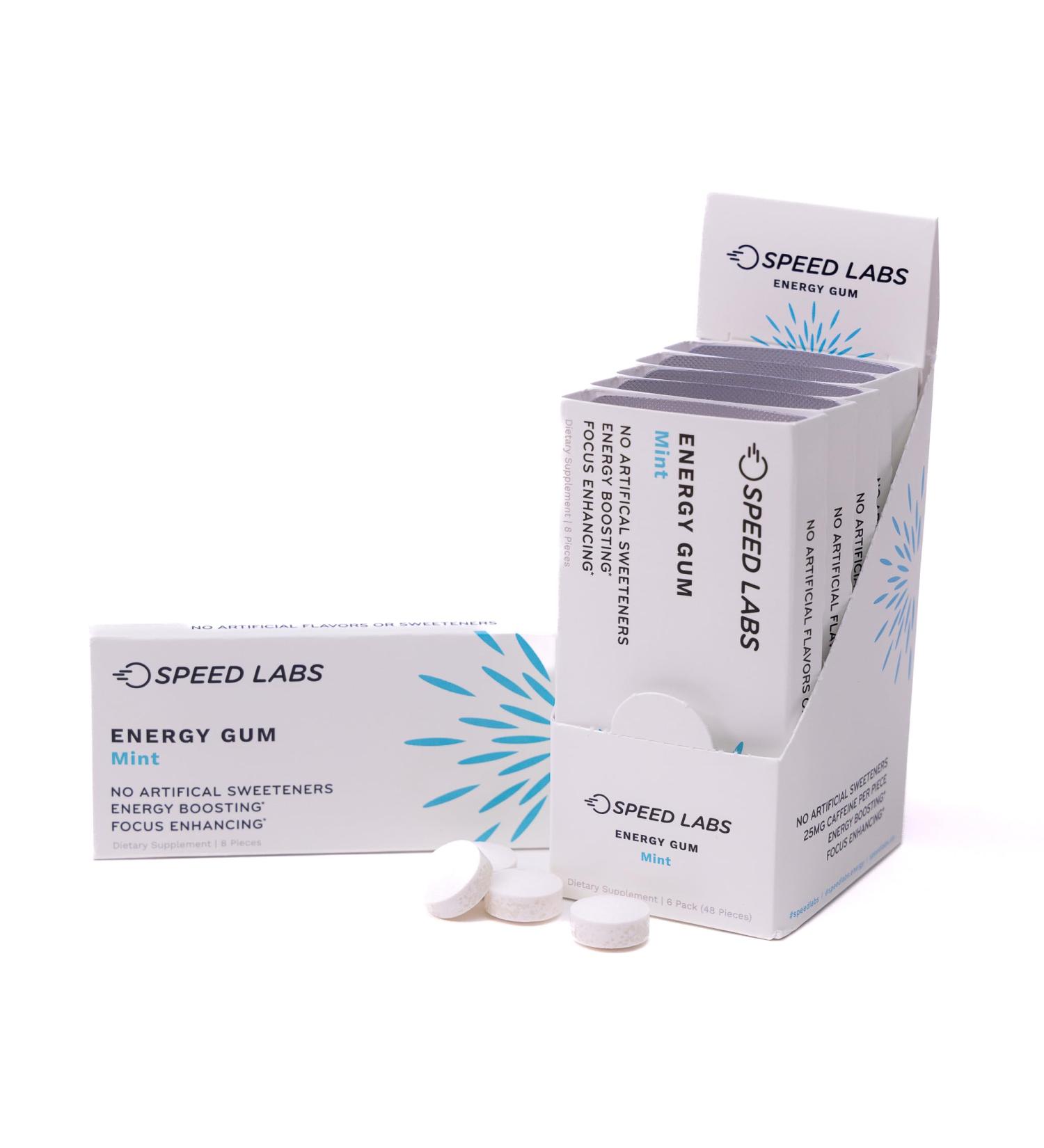 Buy Mint Natural Caffeine Energy Gum - 25mg Caffeine Sugar Free Gluten Free 48 Pieces | Boost Energy & Focus - Buy Online on GoSupps.com