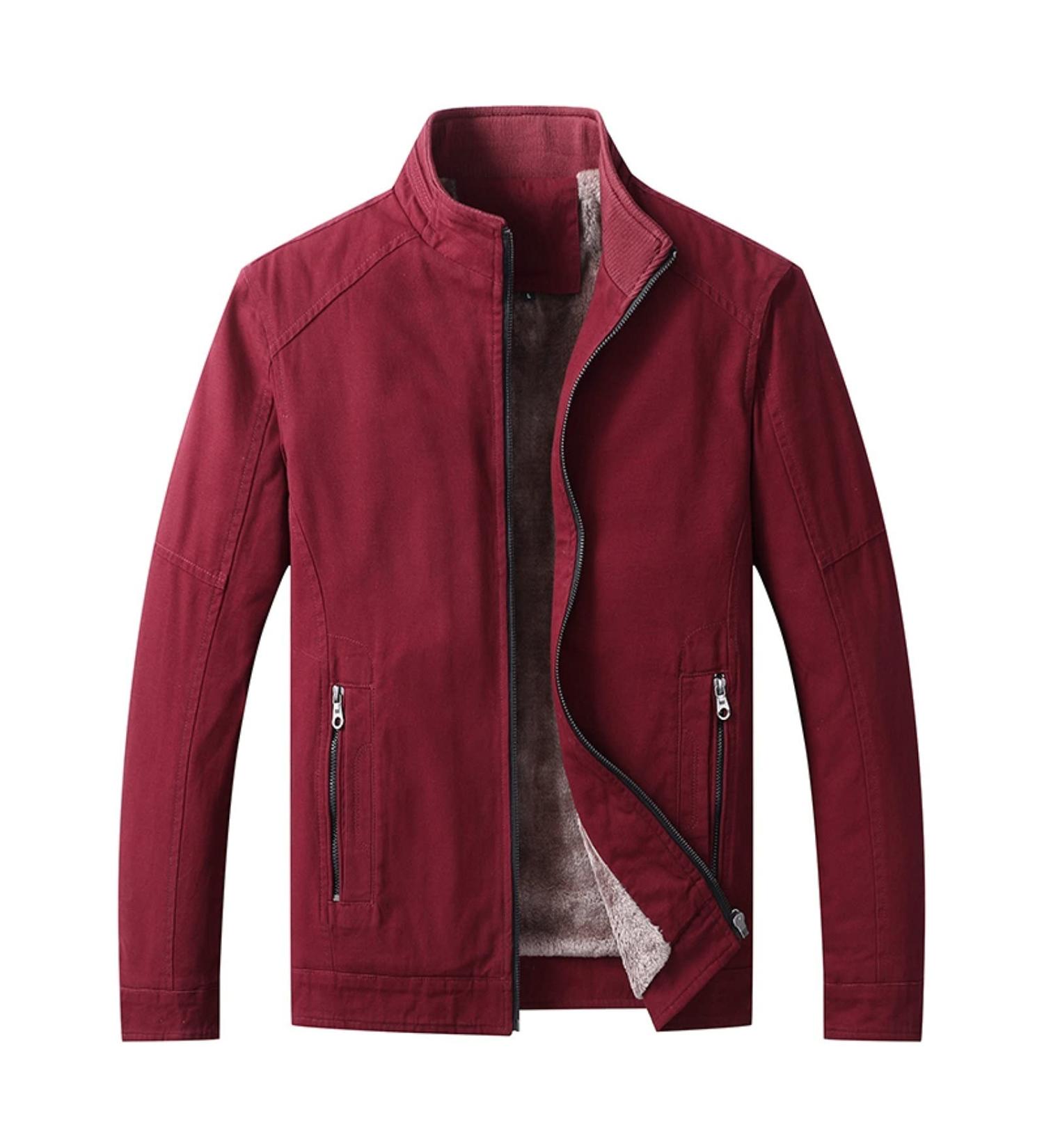 Shop Hanxiulin Fleece Plush Jacket for Men - Warm Hooded Coat in XXL Wine | Elegant Autumn & Winter Fashion - Buy Online on GoSupps.com