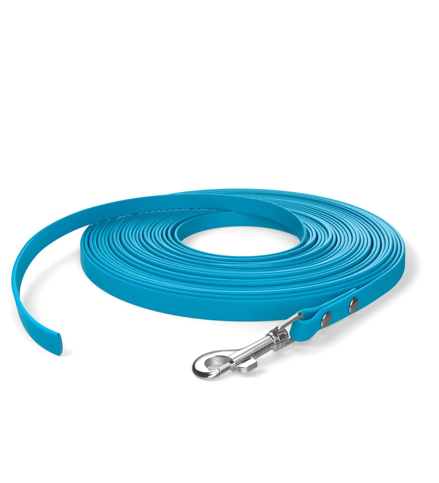 10m Cyan Blue Dog Leash for Small Dogs - Extra Narrow Dirt & Water Repellent with Carabiner - Buy Online on GoSupps.com