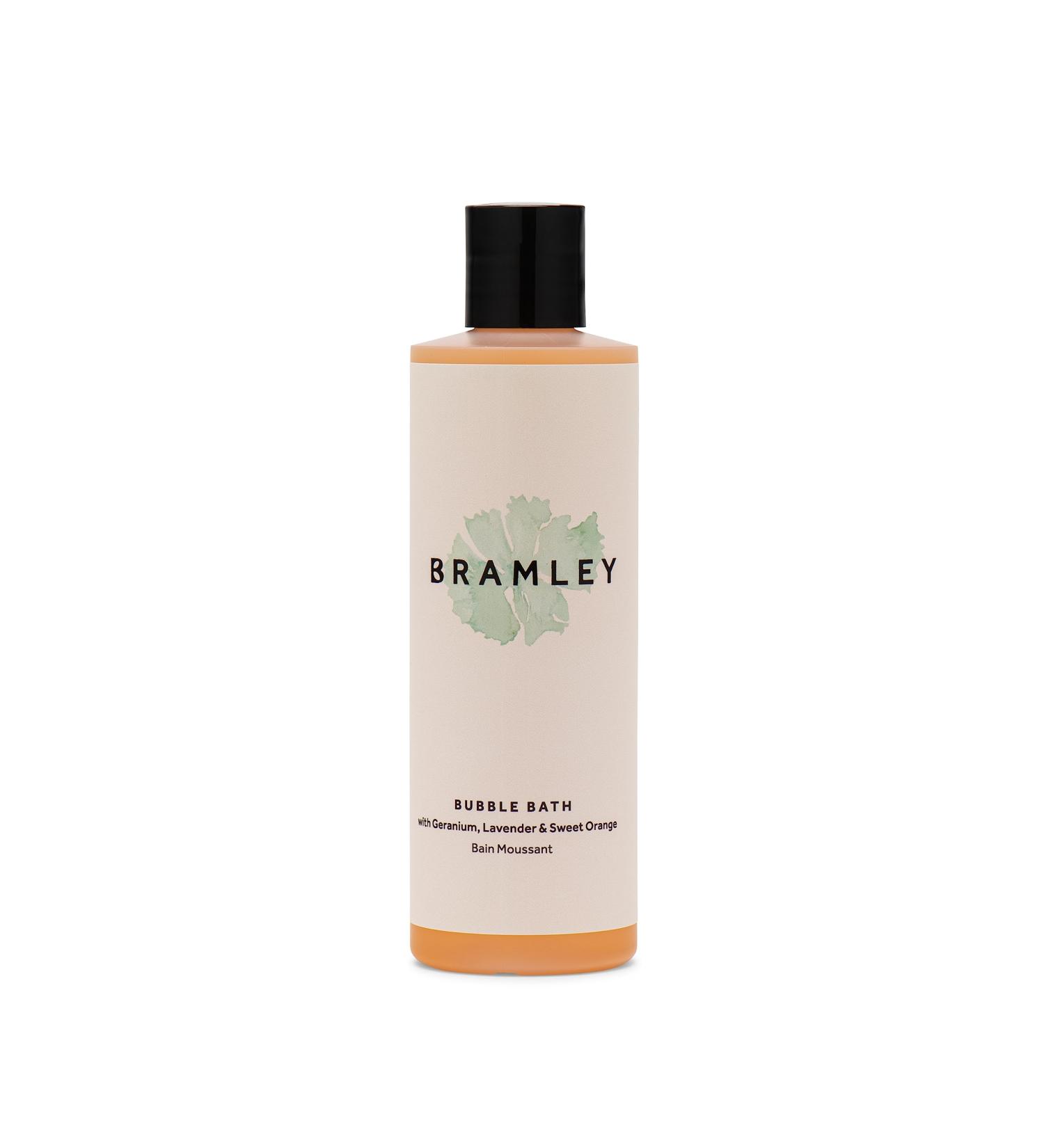 BRAMLEY Bubble Bath 250ml | Geranium Lavender & Sweet Orange Essential Oils | Natural Bath Soak | Gently Cleanse & Soften | Vegan Bubble Bath 250 ml (Pack of 1)