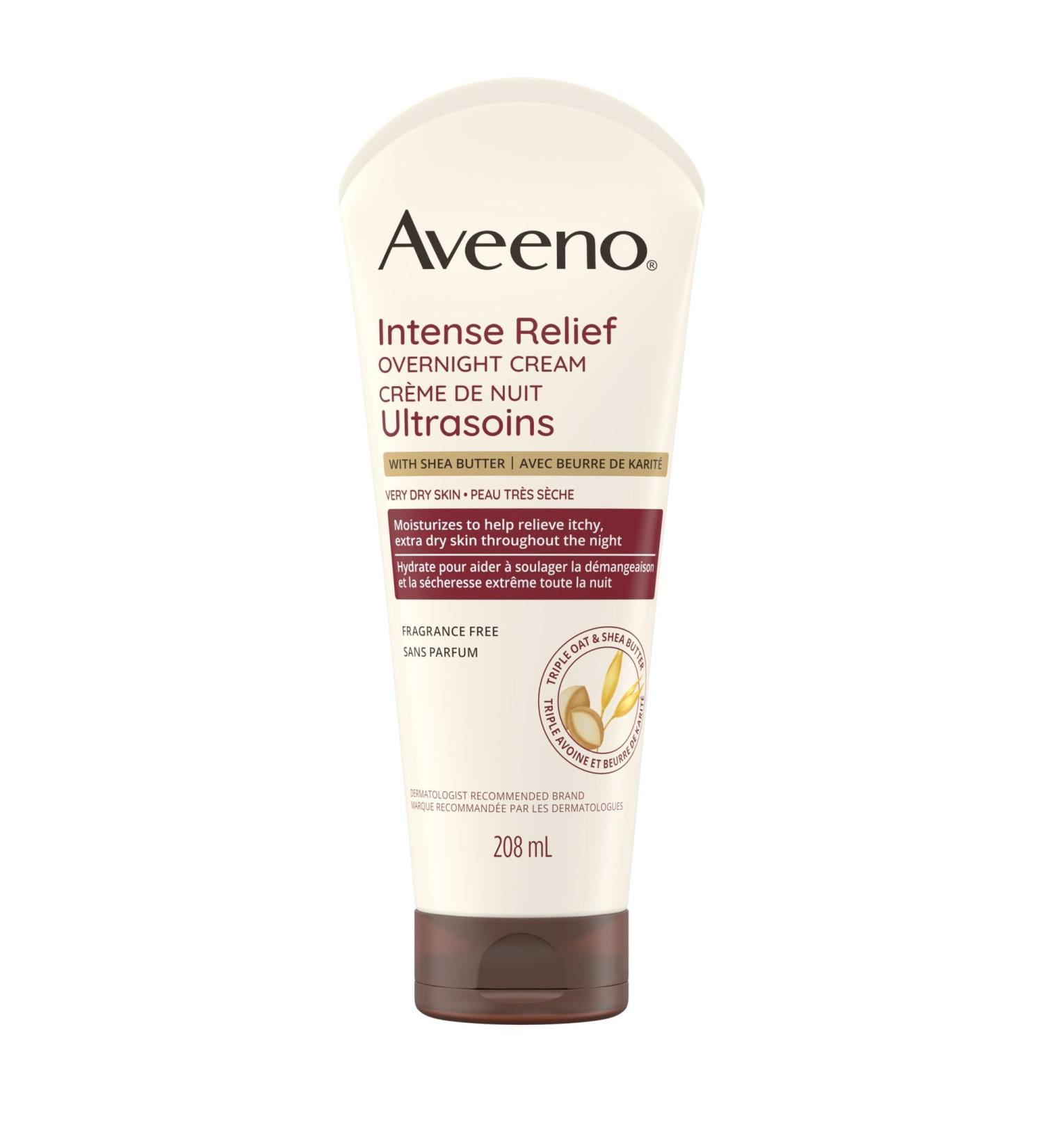 Aveeno Overnight Shea Butter Body Cream Intense Relief Moisturizer for Dry and Itchy Skin Pack of 2 (2x208ml) Intense Relief - DUO - Buy Online on GoSupps.com