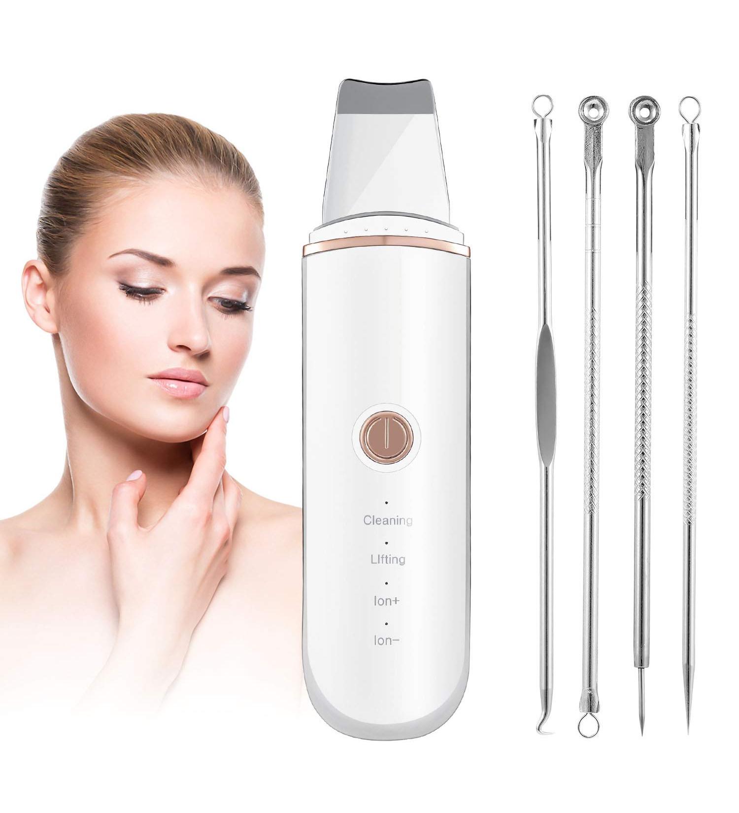 Skin Scrubber and Spatula Set with 4 Modes | Pore Cleanser, Blackhead Remover, Exfoliator | Includes 4 Acne Removal Tools - Buy Online on GoSupps.com