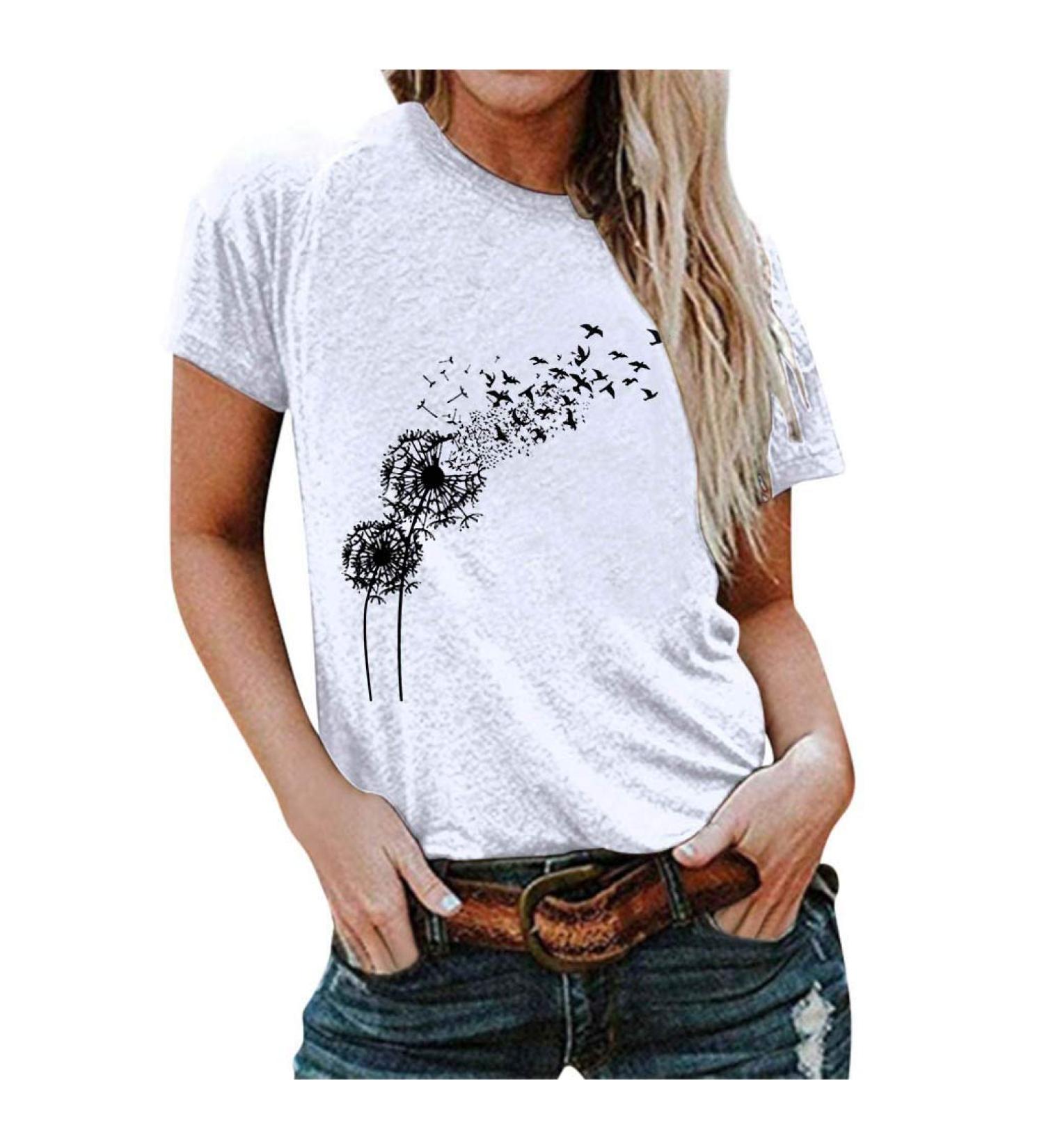 Shop Golatcr Women's Summer Tops - V/O Cutout & Floral Sleeve T-Shirt | Elegant Loose Fit Tunic | Plus Size 3XL - Buy Online on GoSupps.com