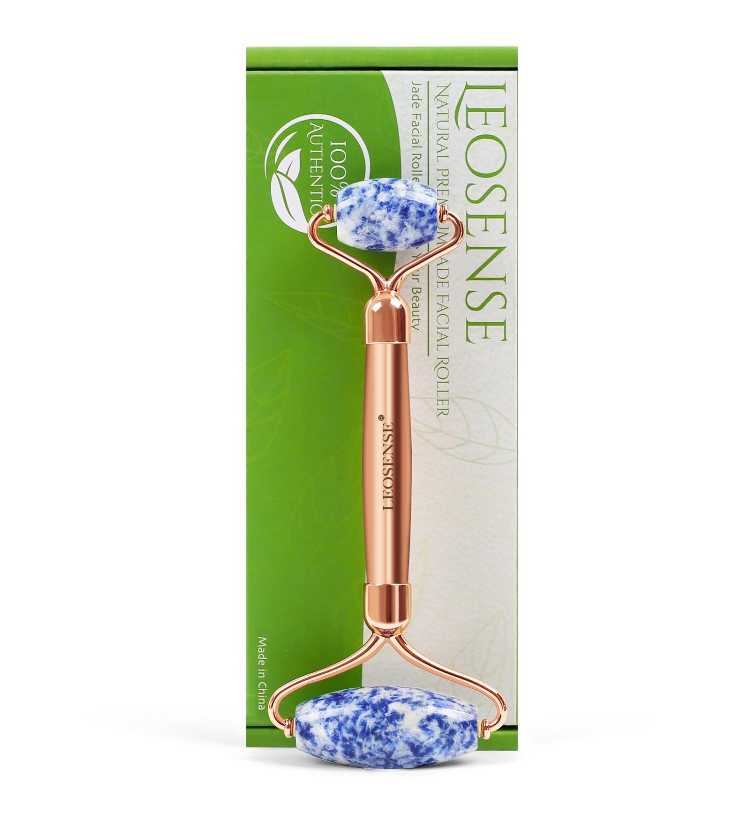 Gemstone Jade Roller Massage Face Roller Face Massage Massage For Anti Aging Authentic Natural Crystal Face Eyes Neck Massage Rolls For Skin Lift Dark Circles Fold Remove Blue Gemstone