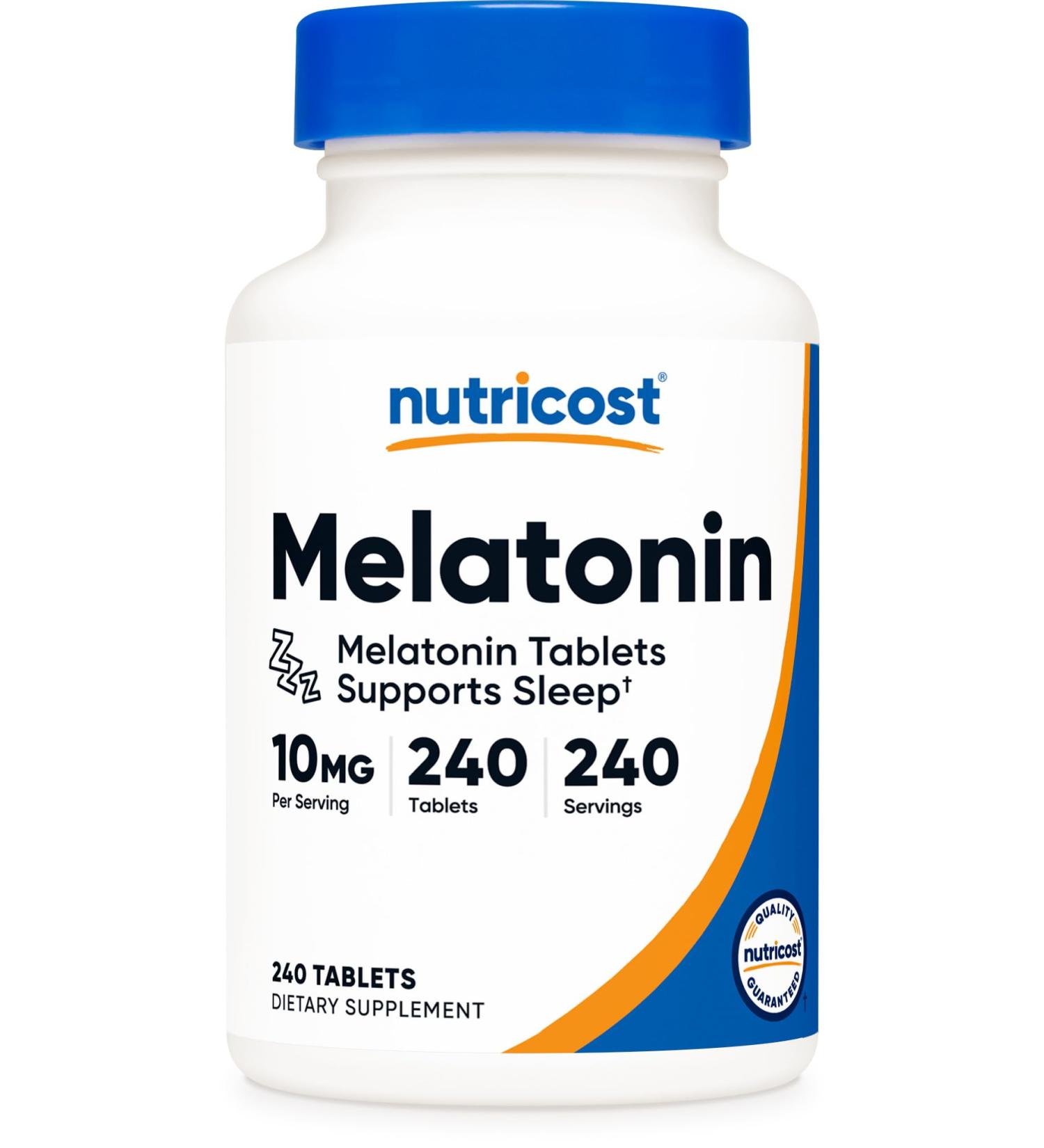 Nutricost Melatonin 10mg 240 Tablets - 10mg Per Serving Non-GMO Gluten Free - Buy Online on GoSupps.com