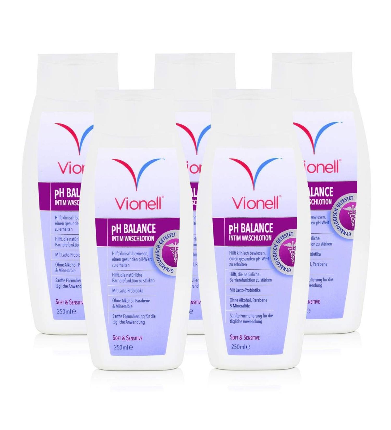 Vionell Intimate Wash Lotion pH Balance Soft & Sensitive 250ml (Pack of 5)