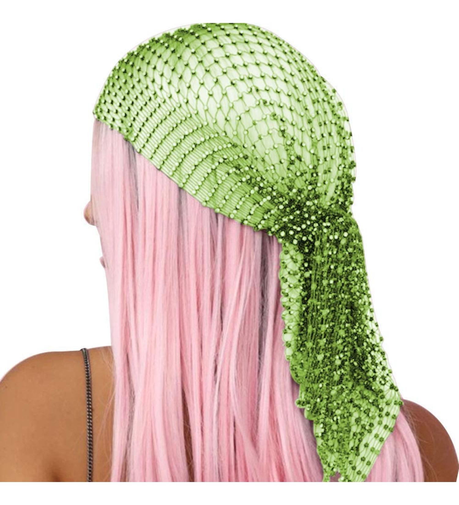 AIBEARTY Rhinestone Mesh Headband for Women - Fluorescent Green | Wide Elastic Hairband for Rave Party and Festival - Buy Online on GoSupps.com